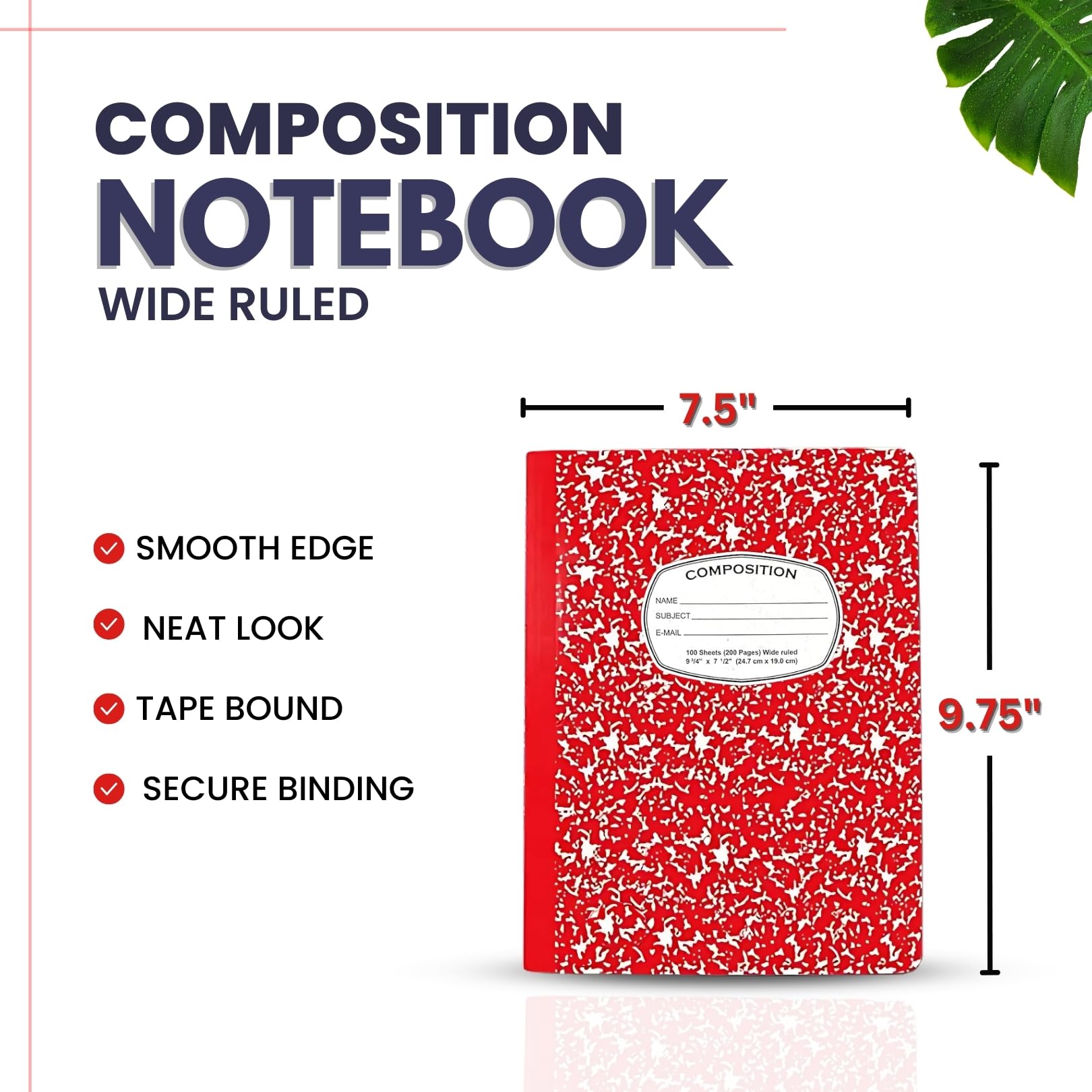 AUKSales Wide Ruled Composition Notebooks 48-Pack - 9.75