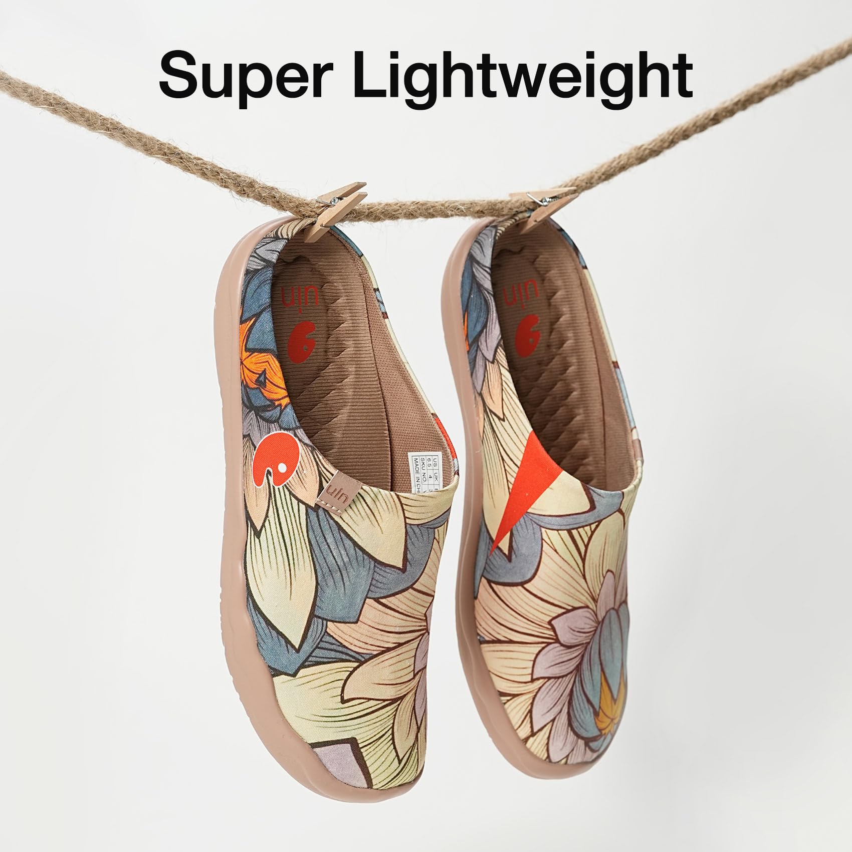UIN Women's Slip-On Mules - Comfortable Lightweight Clogs with Wide Toe & Artistic Paint Design - Malaga Series Casual Shoes for Travel, Walking & Everyday Wear