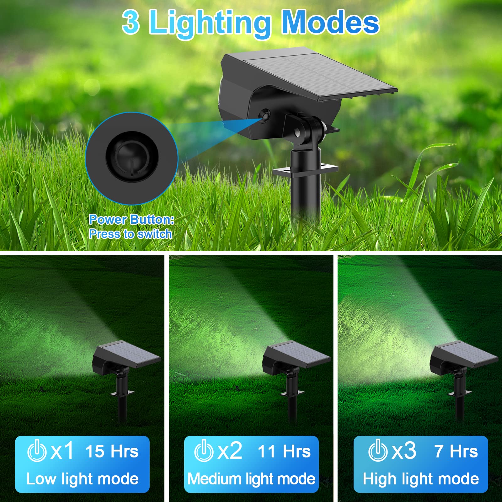 57 LED Solar Spot Lights Outdoor 10 Pack - IP65 Waterproof Solar Landscape Spotlights with 3 Modes - Solar Powered Garden Yard Lights for Patio, Pathway, Pool (Cold White) - Perfect for Outdoor Decoration, Landscape Lighting & Nighttime Safety