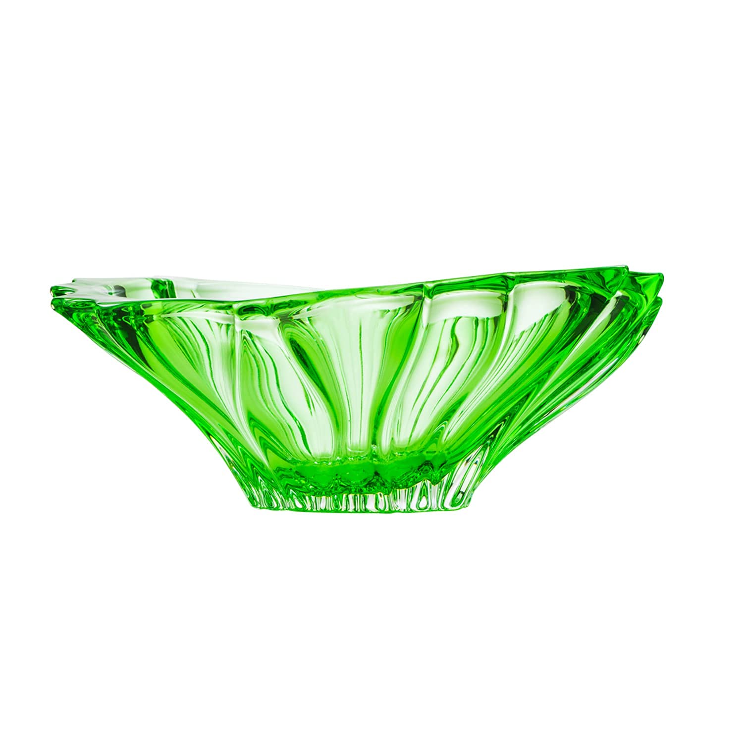 WORLD GIFTS Plantica Green Collection Modern Crystal Hand-Crafted Decorative Bowl - 13 Inch Green Glass Bowl for Home Decor, Centerpiece, Dining Table Display & Gift Giving