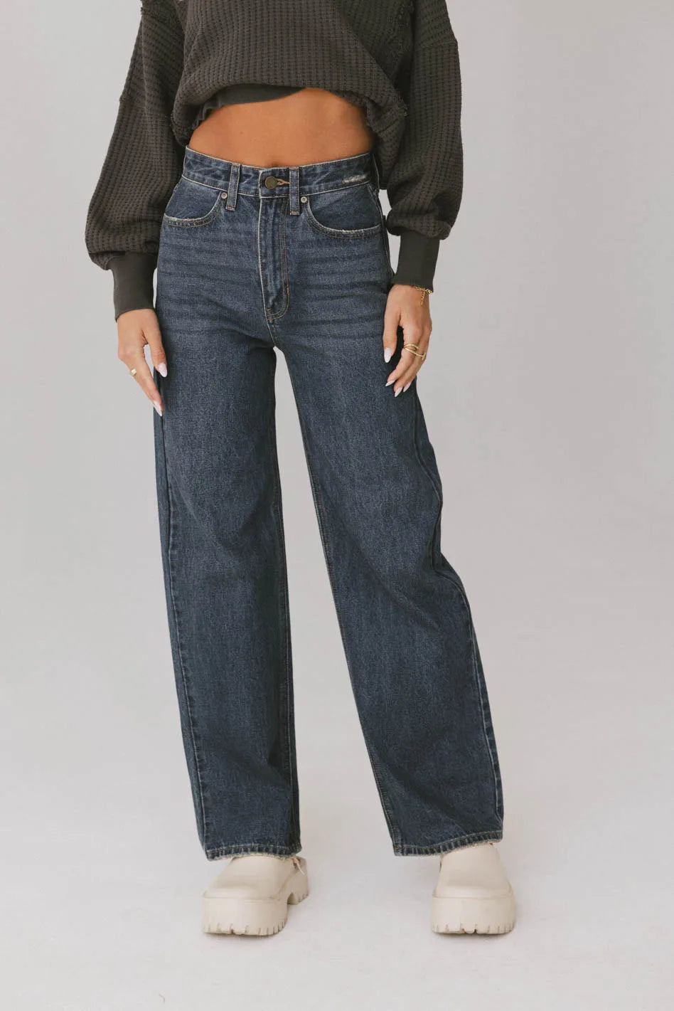 Emiliano Women's Wide Leg Jeans - Dark Wash Denim Pants for Casual & Chic Outfits | Perfect for Everyday Wear, Office & Weekend Looks | FINAL SALE