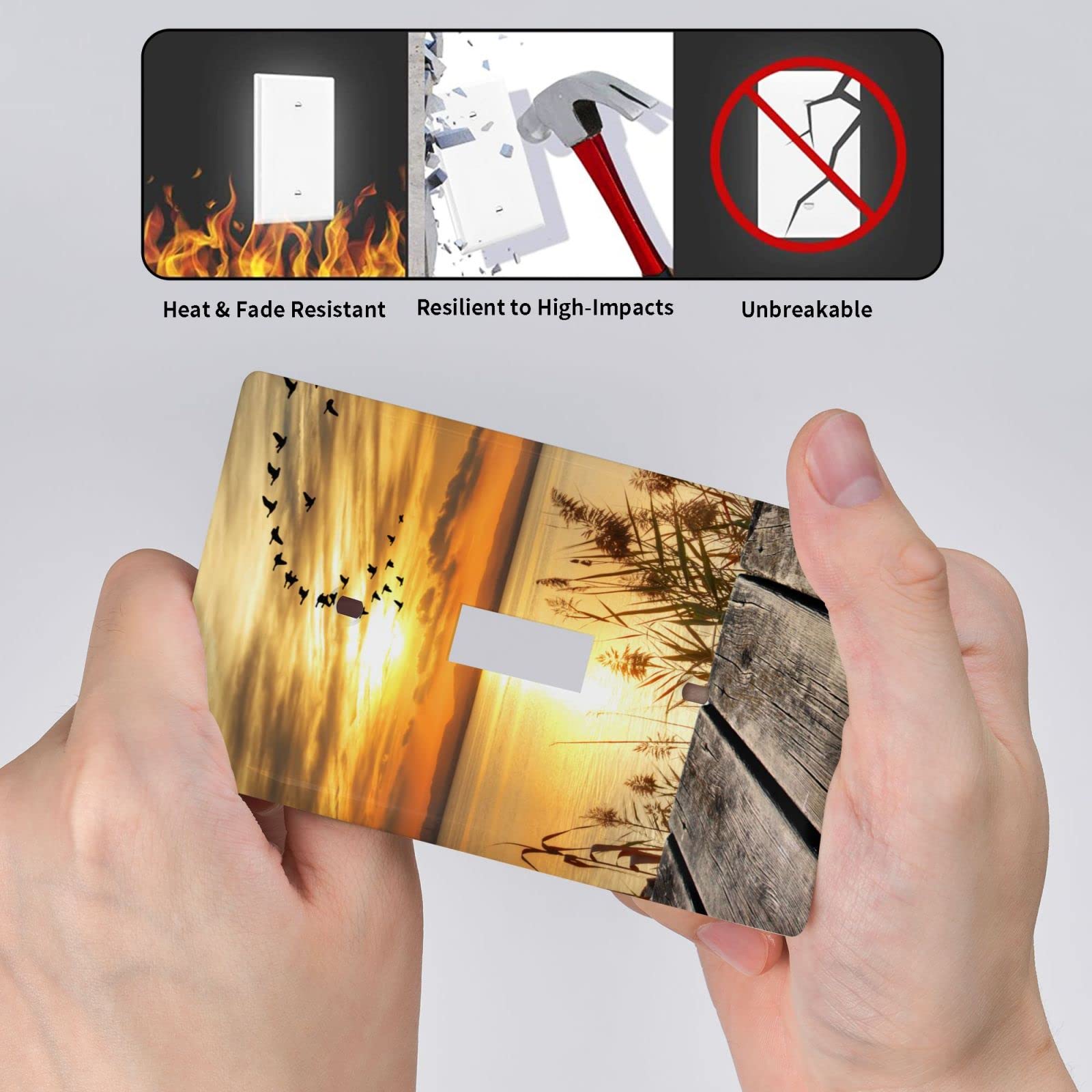 Decorative Fall Light Switch Cover - Single Toggle Wall Plate, 1 Gang Faceplate (4.50 x 2.76 Inch) - Sunset Lake Design for Home & Office Decor