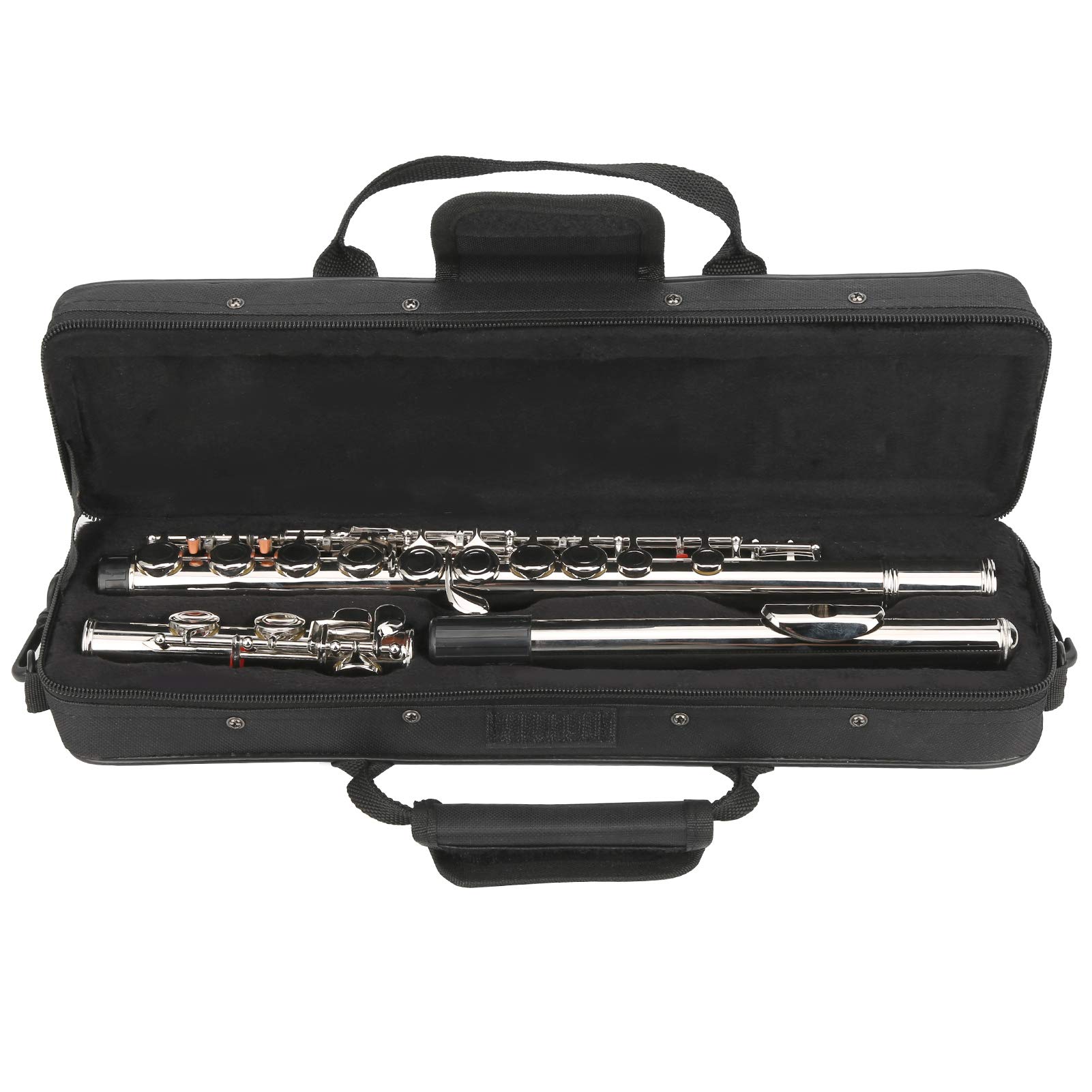16 Hole C Key Flute - Closed Hole Brass Flute for Beginners with Storage Bag & Cleaning Stick (Silver) | Enhanced Tube Resonance for Clear Sound | Perfect for School Bands, Music Lessons & Home Practice