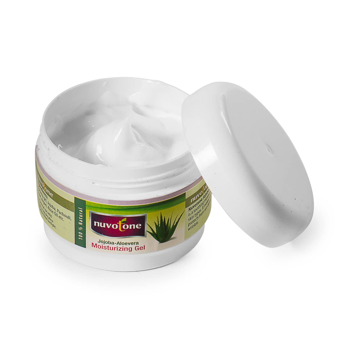 Nuvotone Aroma Jojoba Aloe Vera Moisturizing Gel - Pure, Non-Sticky & Lightweight Face Moisturizer for Hydration & Anti-Acne (50g, Pack of 2) | Perfect for Daily Skincare, Sunburn Relief & Post-Workout Refreshment