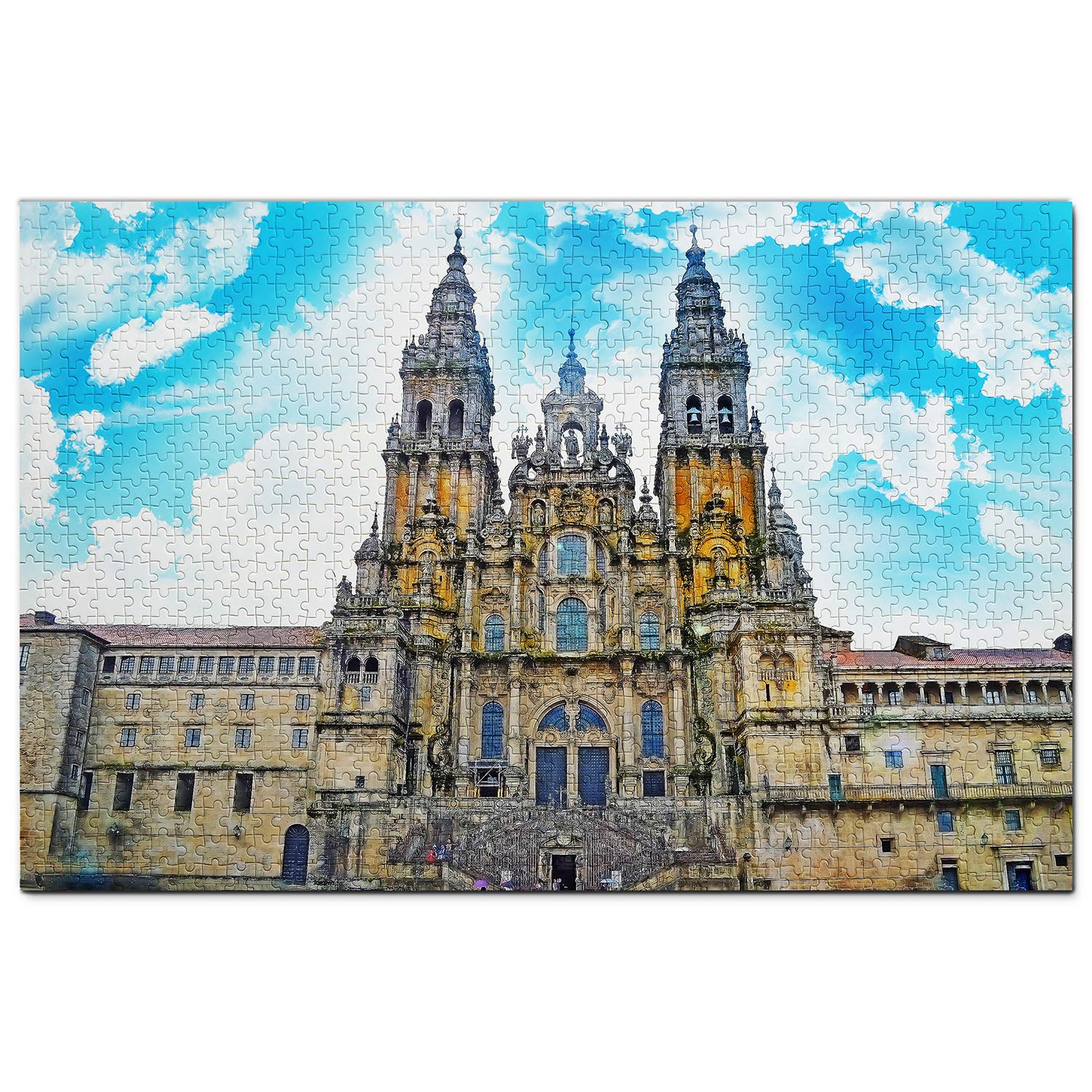 1000 Piece Spain Santiago De Compostela Wooden Jigsaw Puzzle - Travel Souvenir & Home Decor for Adults - Perfect for Relaxation, Gifts & Family Game Nights