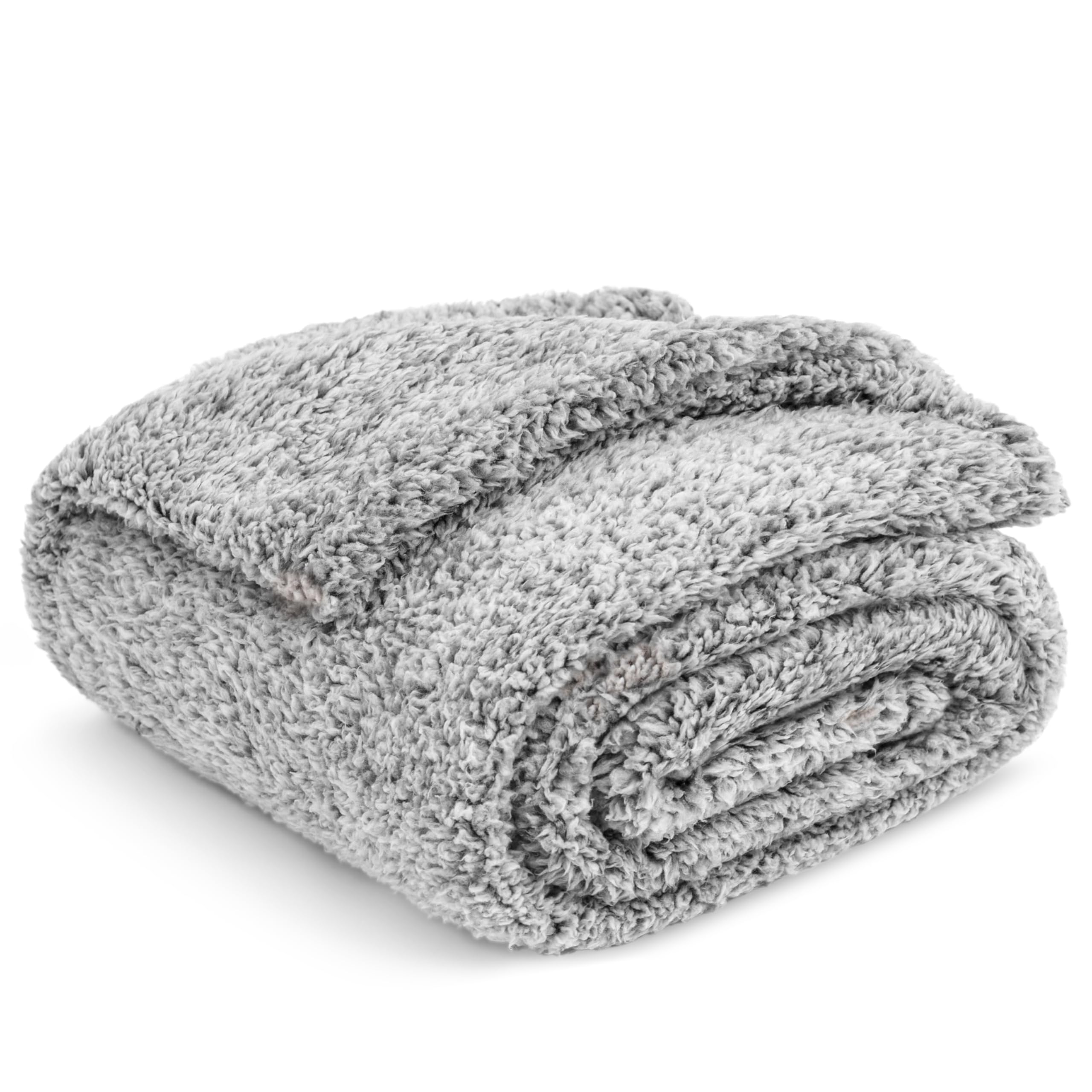 PAVILIA Sherpa Bed Blanket King Size 90x108 - Ultra Soft Plush Fleece Throw Blanket in Heather Grey | Lightweight Microfiber All-Season Comforter for Bed, Couch & Travel | Cozy Warm Blanket for Winter Nights, Movie Time & Camping