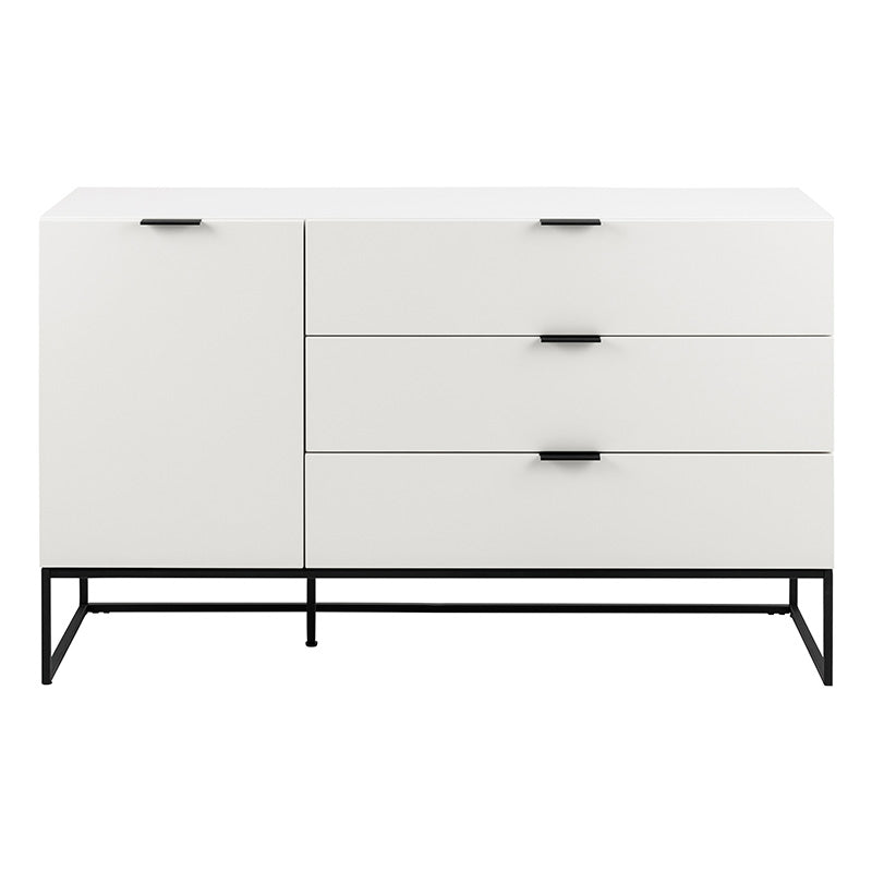 SVANA White Sideboard Buffet Cabinet - 134cm Modern Storage Console Table for Dining Room, Living Room & Entryway Organization