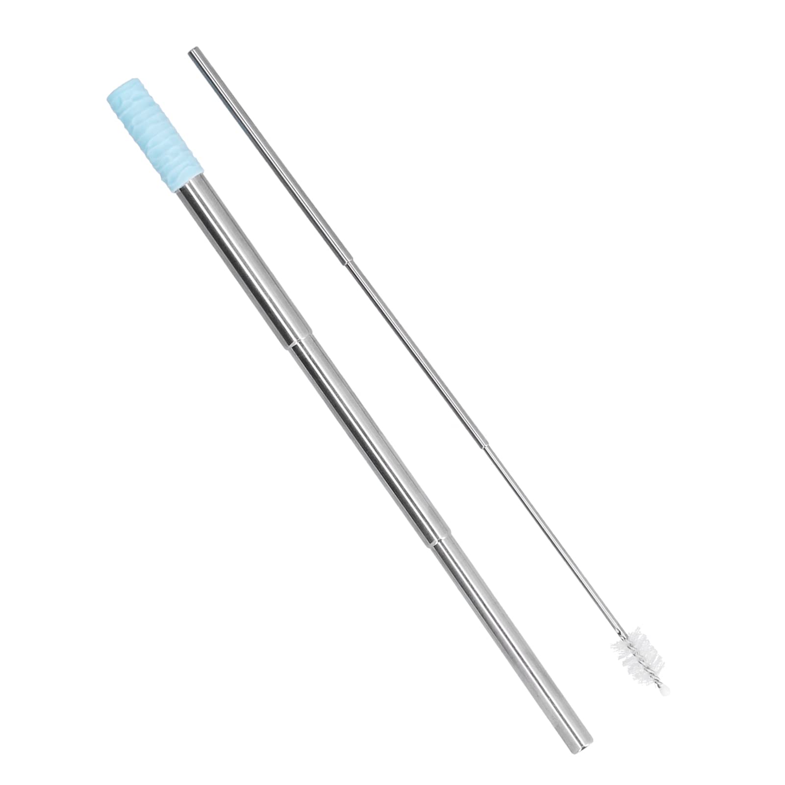 Eco-Friendly Stainless Steel Drinking Straws - Portable, Collapsible & Reusable with Cleaning Brush - BPA Free for Coffee, Tea, Water - Perfect for Travel, Camping & Home Use (Blue)