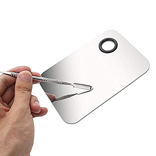 Professional Stainless Steel Makeup Palette Tray - Artist Foundation Mixing Palette for Liquid Makeup & Watercolor Painting - Perfect for Makeup Artists, Beauty Enthusiasts, and Professional Painters