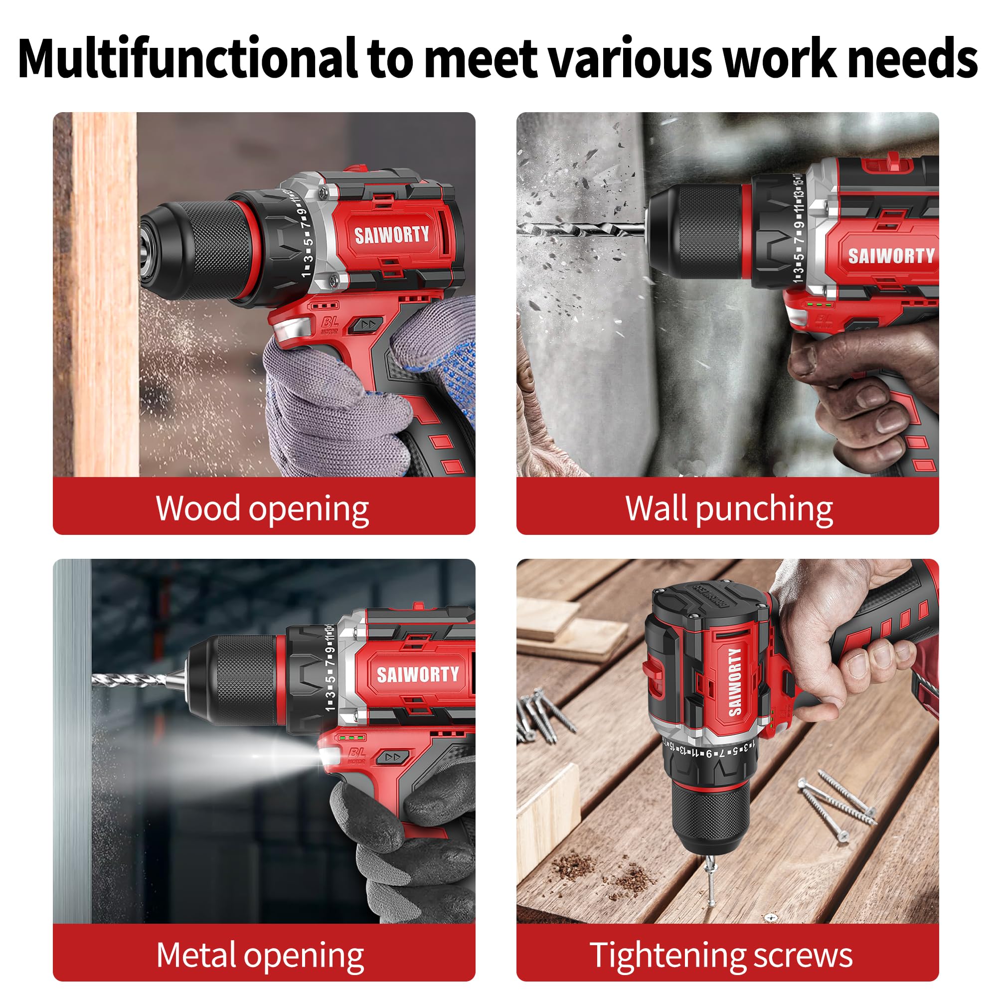 16V Cordless Drill Set with Battery & Charger - 3/8
