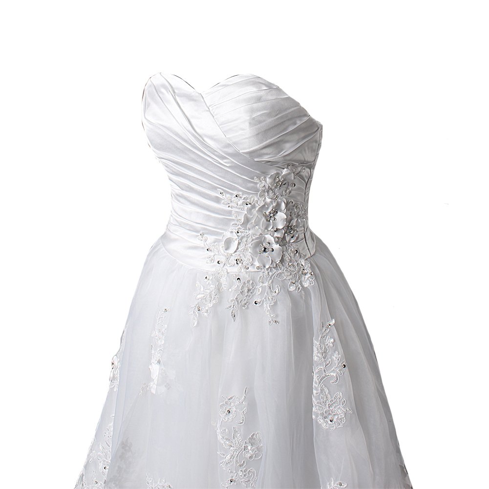 Kivary® Women's Short Knee-Length Floral White Wedding Dress - Perfect for Beach Bridal, Outdoor Ceremonies & Summer Weddings