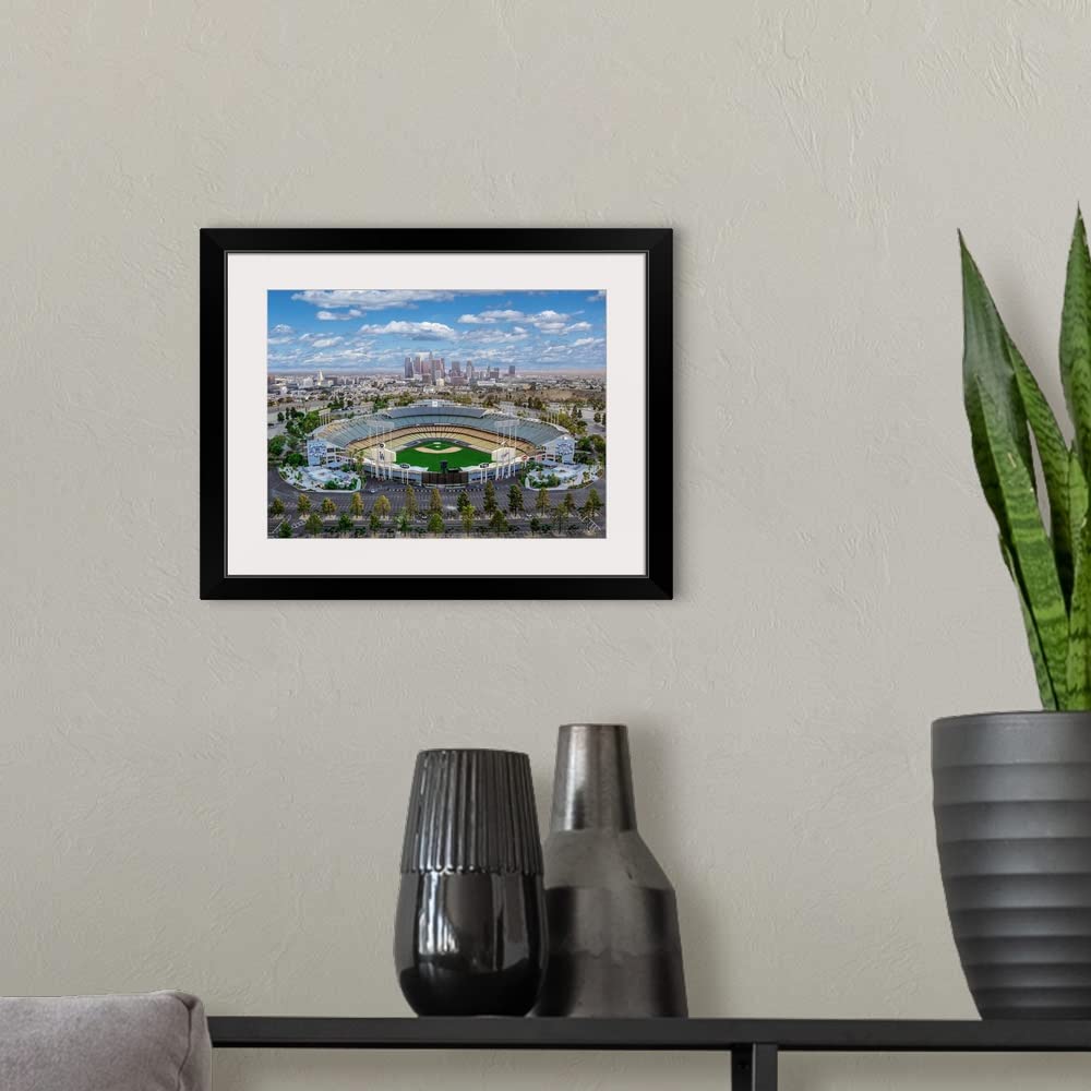 GREATBIGCANVAS Los Angeles Dodgers Stadium Framed Wall Art Print - Premium Black Frame Baseball Decor for Home, Office & Game Room - Perfect Gift for MLB Fans & Sports Enthusiasts