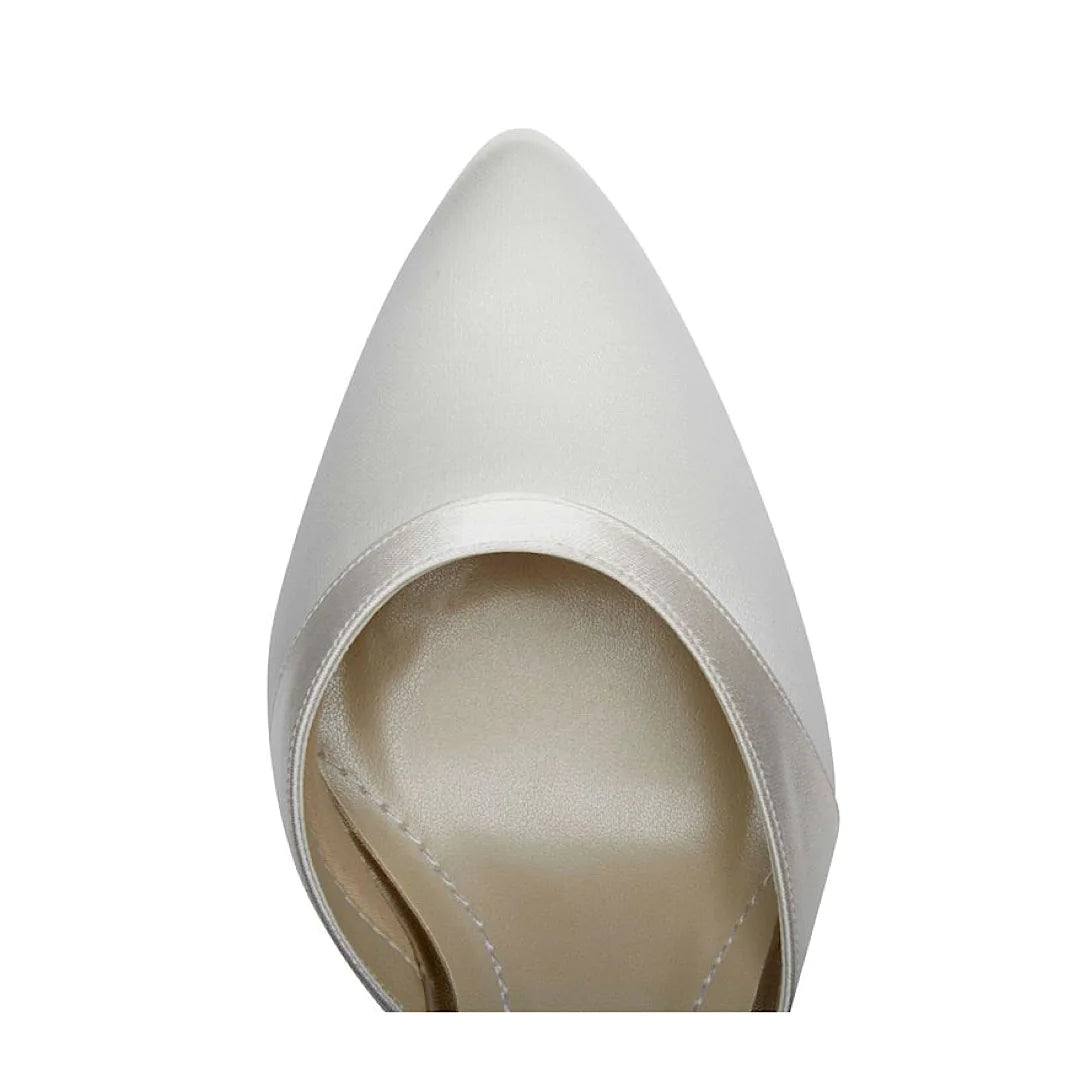 Ivory Satin Wedding Shoes for Bride by Rainbow Club - Harper Collection | Elegant Bridal Heels for Church Ceremony & Reception