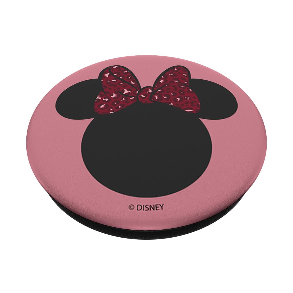 Disney Mickey and Friends Minnie Mouse Pink Leopard Print Bow PopSockets PopGrip - Standard Phone Grip & Stand for iPhone, Samsung, Smartphones - Perfect for Selfies, Video Calls, and Hands-Free Use