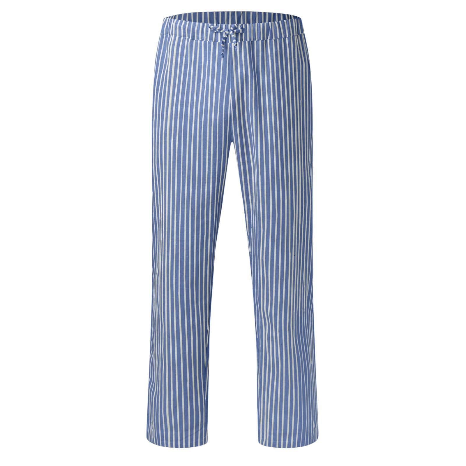 Ymosrh Men's Casual Striped Drawstring Loose Fit Lounge Pants - Comfortable Elastic Waist Joggers for Home, Travel & Relaxation (Sizes M-2XL)