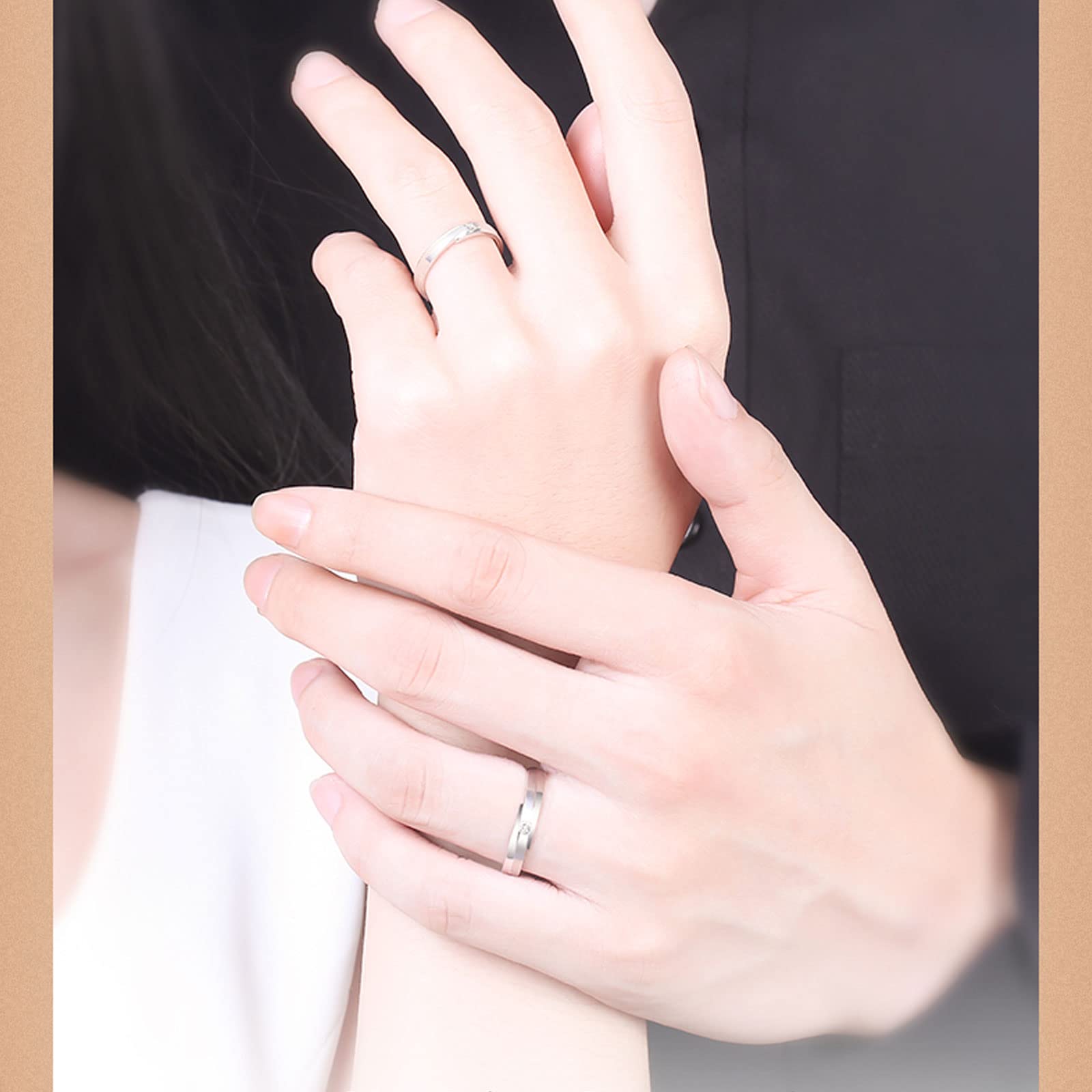 Diamond Matching Couples Rings for Him and Her - Sterling Silver/10K/14K/18K Wedding Promise Rings with Free Engraving - Perfect for Anniversaries, Engagements & Romantic Gifts