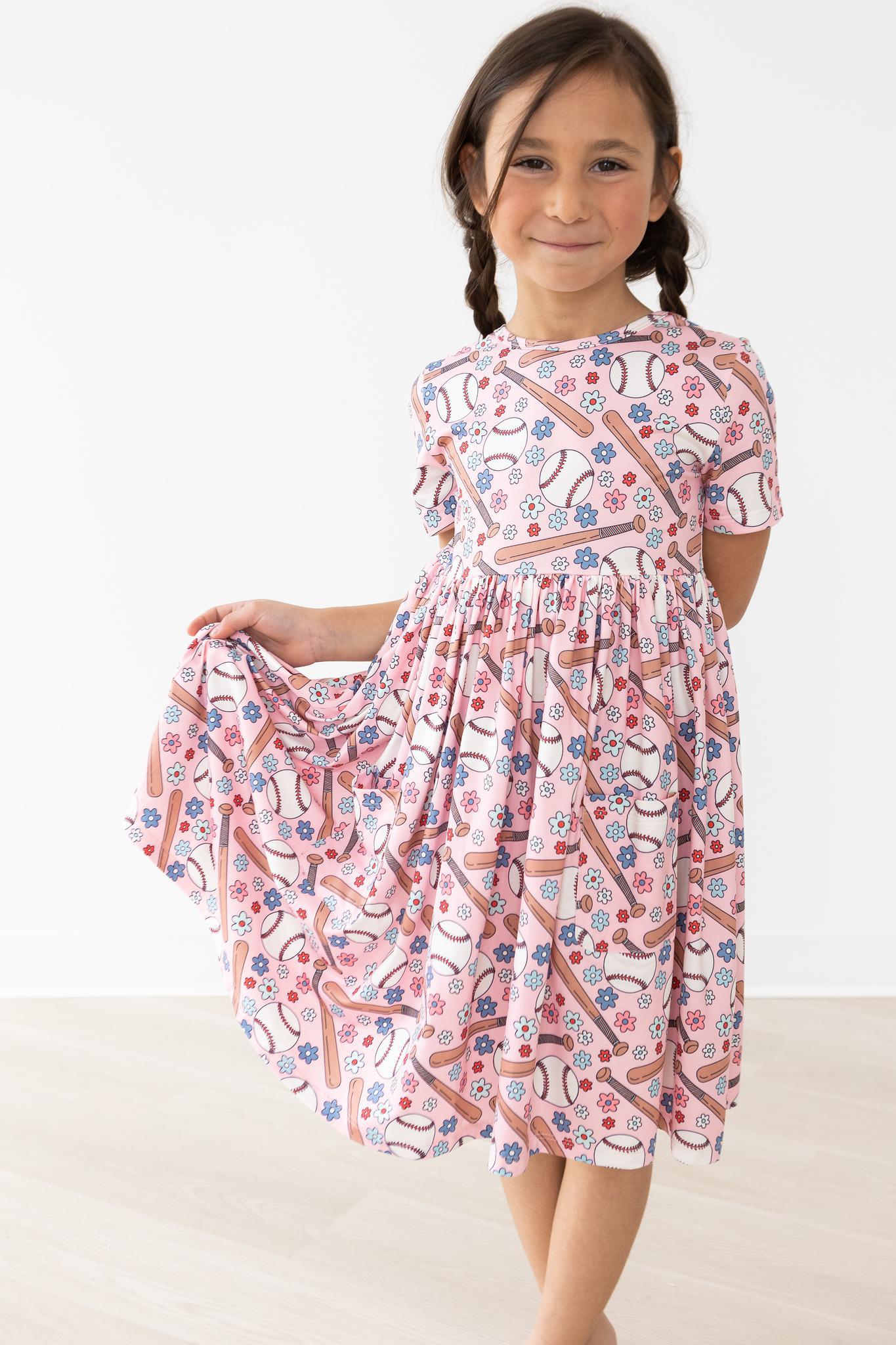 Batter Up Short Sleeve Pocket Twirl Dress - Summer Casual Flowy Swing Dress for Women, Perfect for Picnics, Dates & Outdoor Events