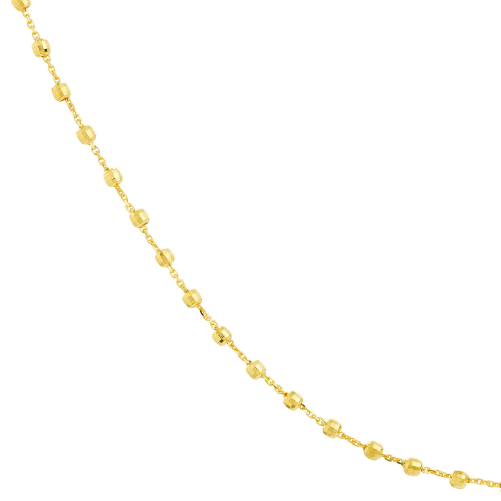 14K Gold Diamond Cut Beads Station Necklace - Elegant Layering Necklace for Women, Perfect for Weddings, Parties & Everyday Wear
