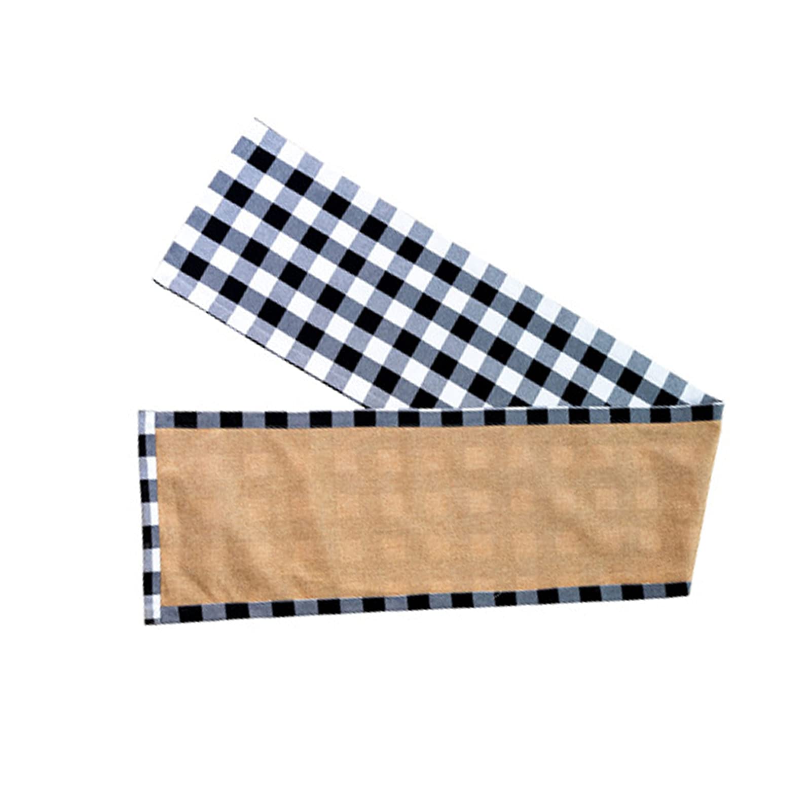 MUMAX 14 x 72 Inch Plaid Table Runner - Double Sided Burlap Cotton Waterproof Tablecloth for Farmhouse, Holiday & Christmas Decor - Black | Perfect for Dining Tables, Buffets, and Seasonal Centerpieces