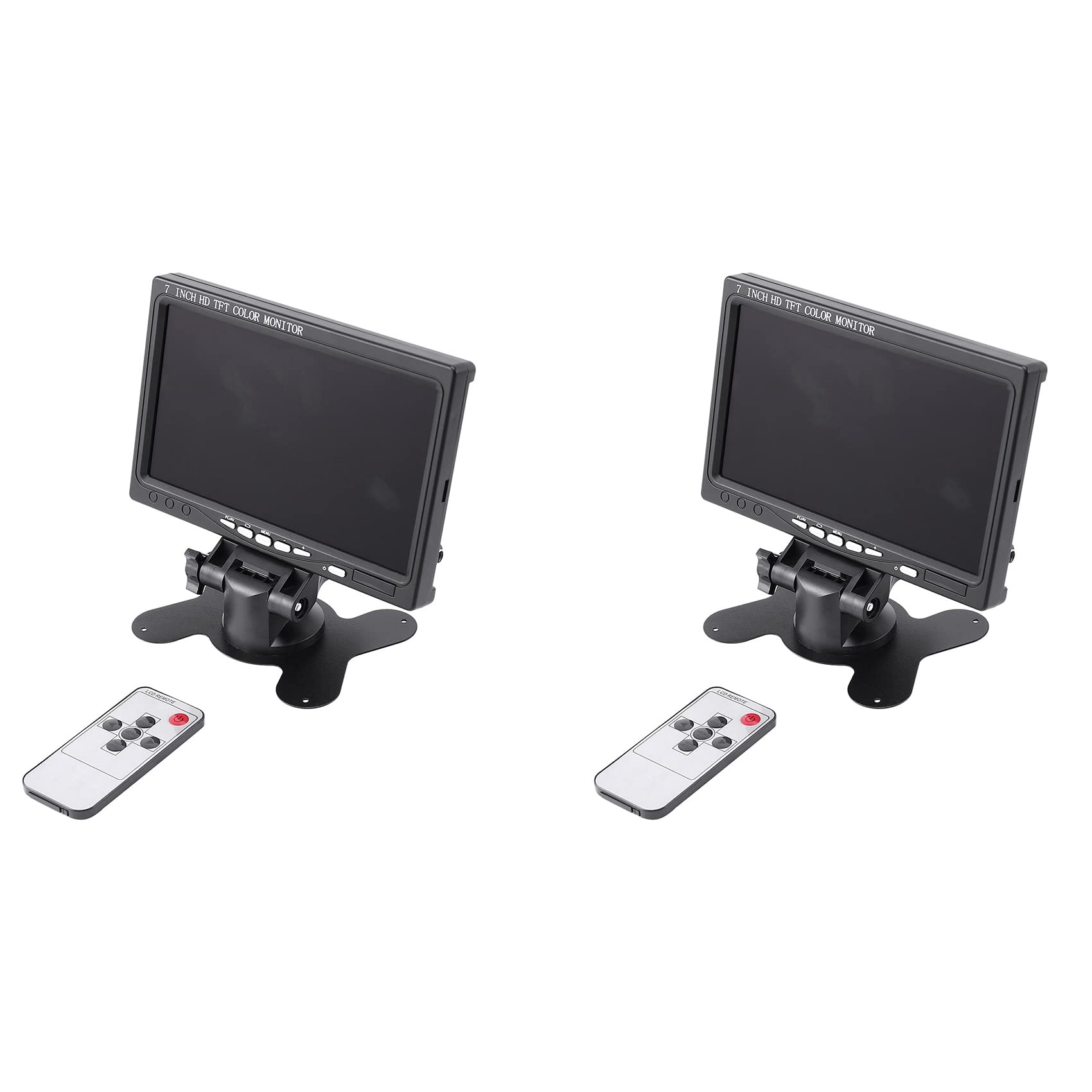 Ronlok 7 Inch Portable Monitor - Dual Screen 1024x600 Resolution with VGA/AV Input - Compatible with Photography, Gaming & Office Work (EU Plug) | Perfect for Travel, Presentations & Multi-Tasking