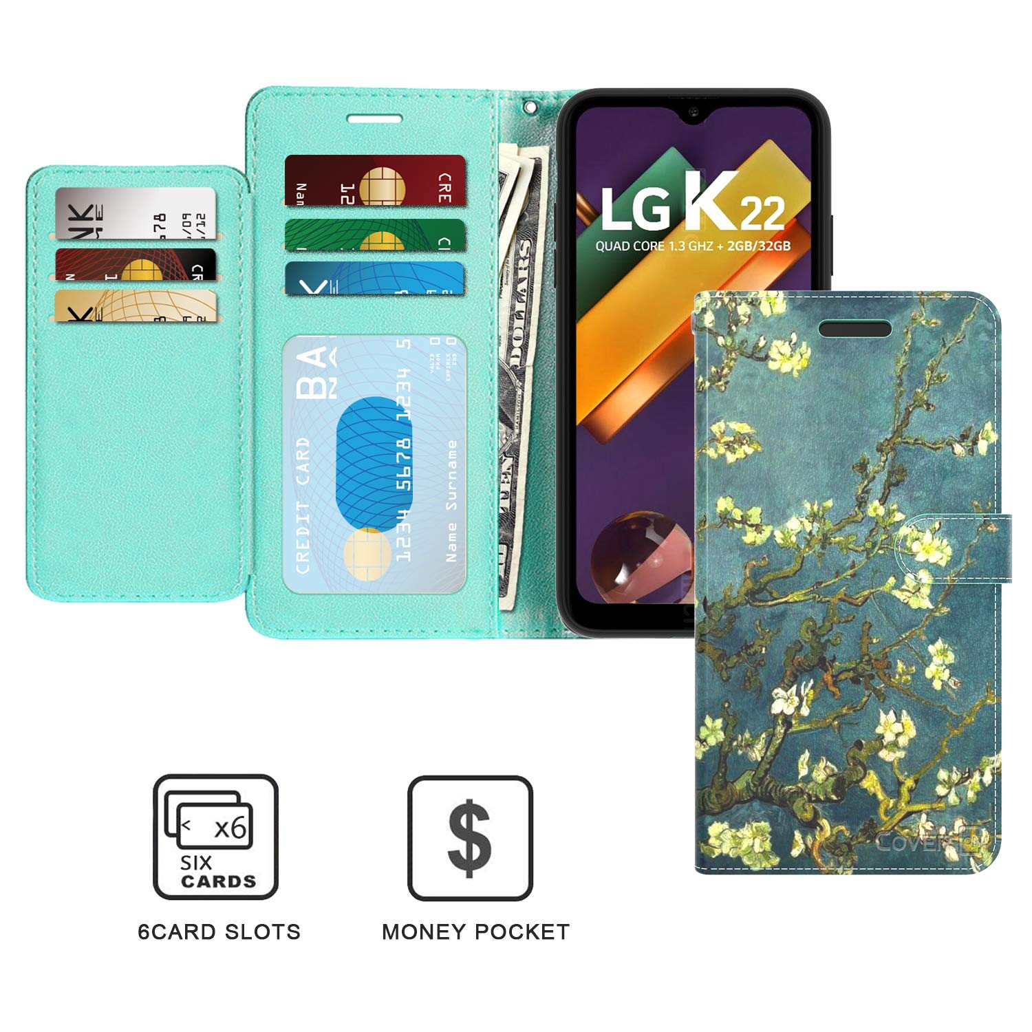 RFID Blocking PU Leather Wallet Case for LG K32/K22 - Stand Cover for Daily Use