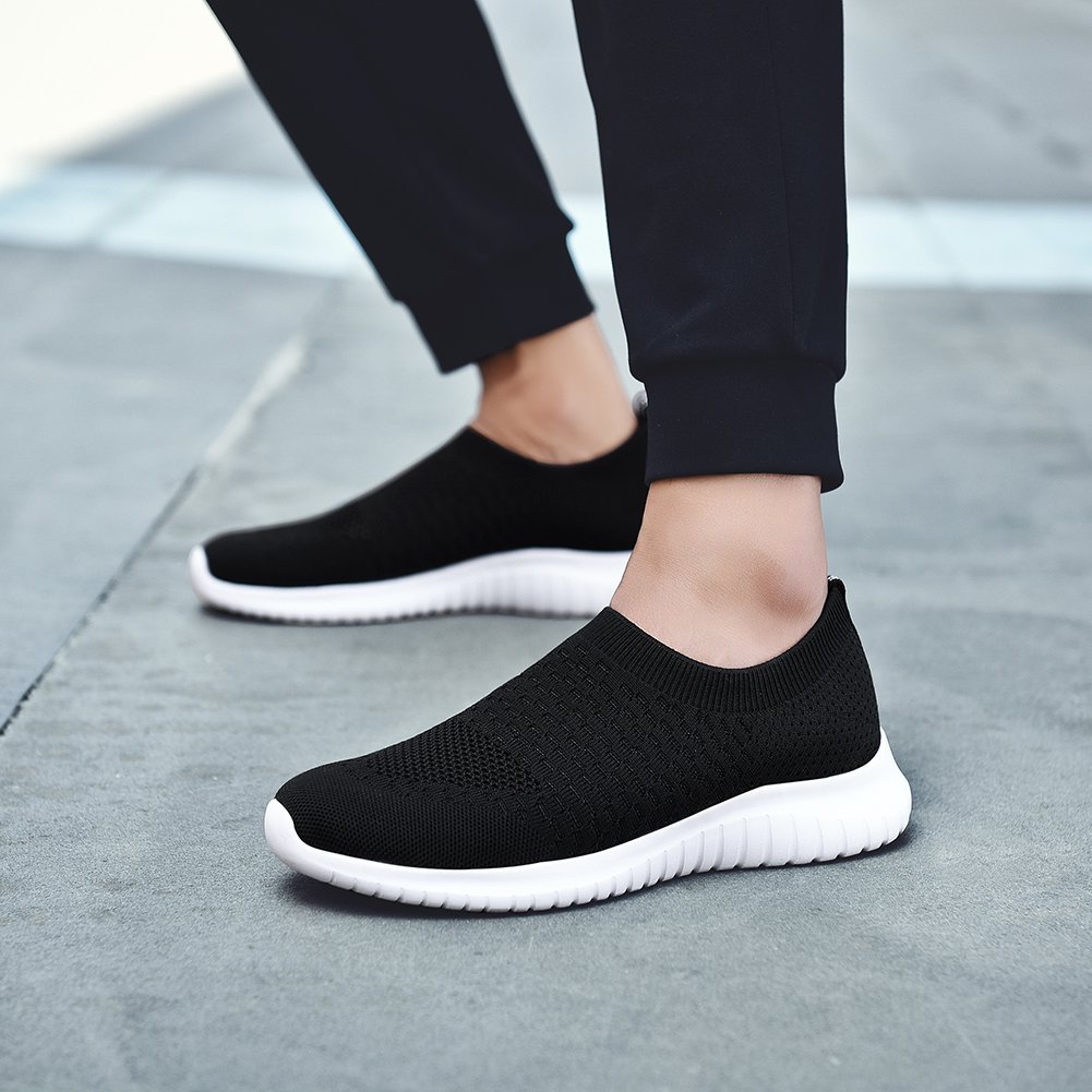 TIOSEBON Men's Slip-On Walking Shoes - Breathable Knit Mesh Tennis Sneakers for Men - Lightweight Comfortable Casual Shoes for Walking, Running & Daily Wear