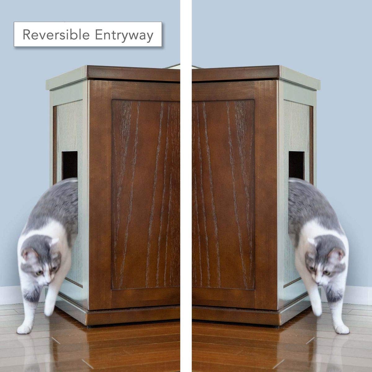 Premium Farmhouse Cat Litter Box Enclosure Cabinet - Large Mahogany Brown Hidden Litter Box Furniture with Storage Drawer | Stylish Pet Solution for Living Rooms, Bedrooms & Home Decor
