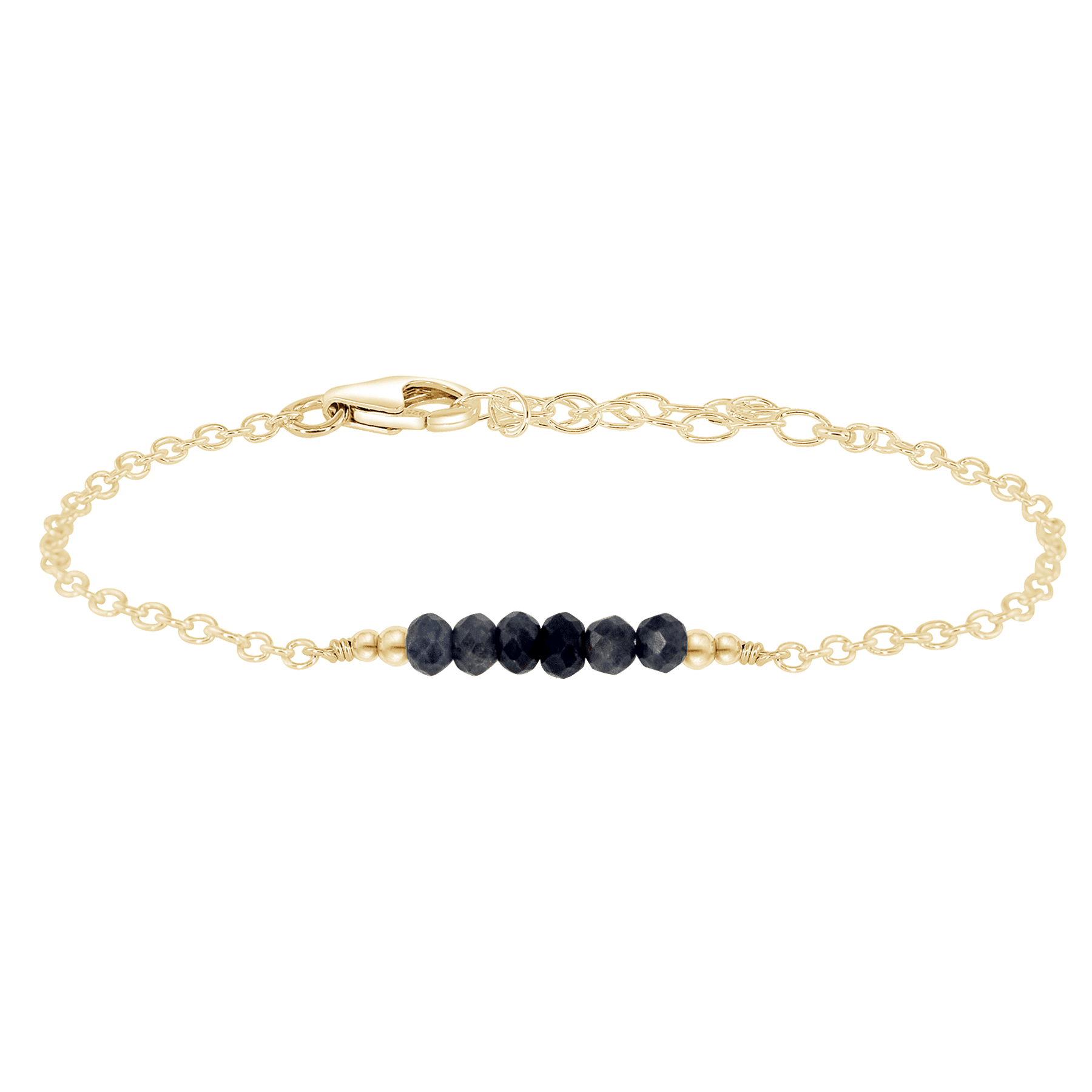 Sparkling Sapphire Gemstone Faceted Bead Bar Bracelet for Women - Elegant Handmade Jewelry Gift for Birthday, Anniversary & Special Occasions