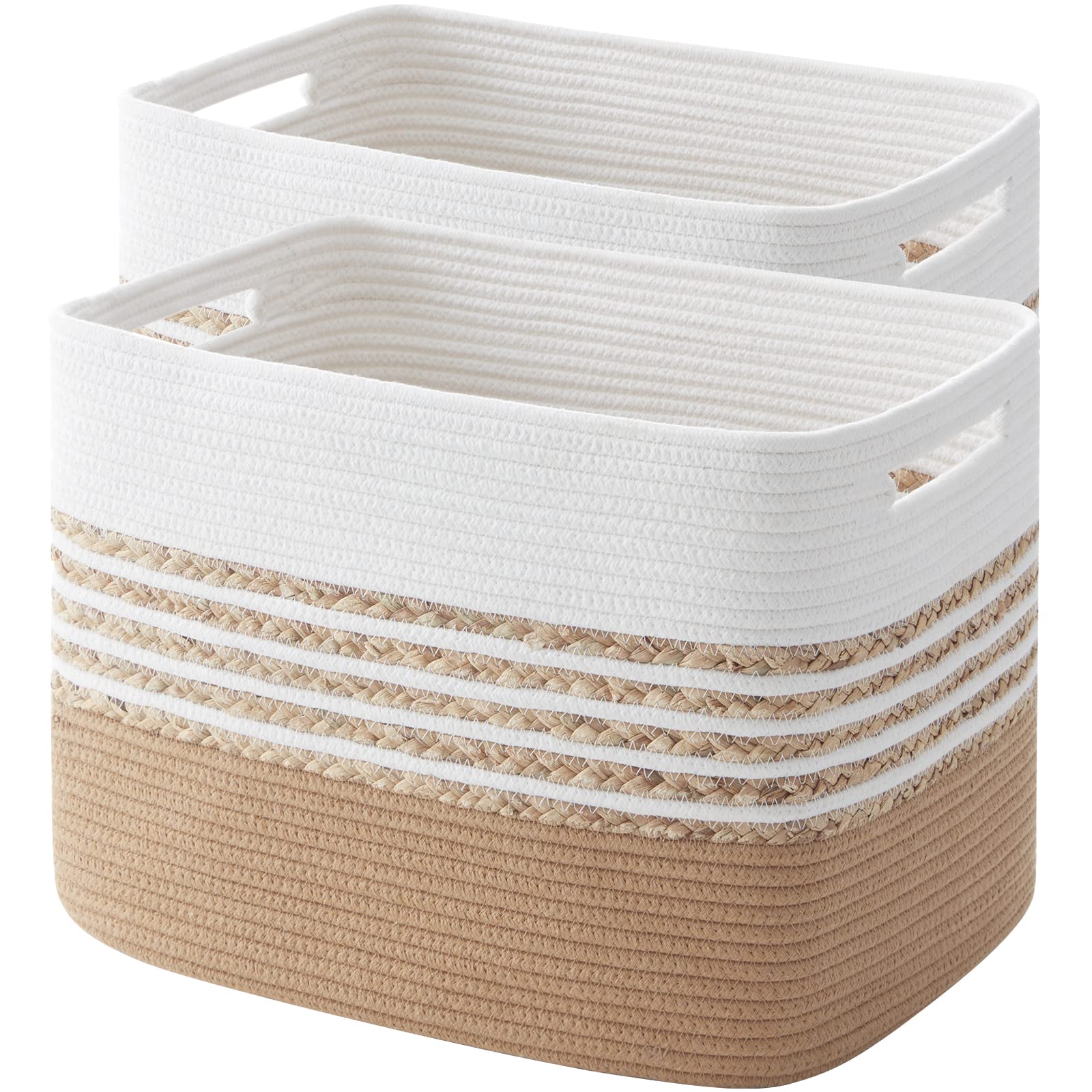 2-Pack Large Storage Baskets - Organizer for Closet, Laundry & Toys | Home & Bedroom Use