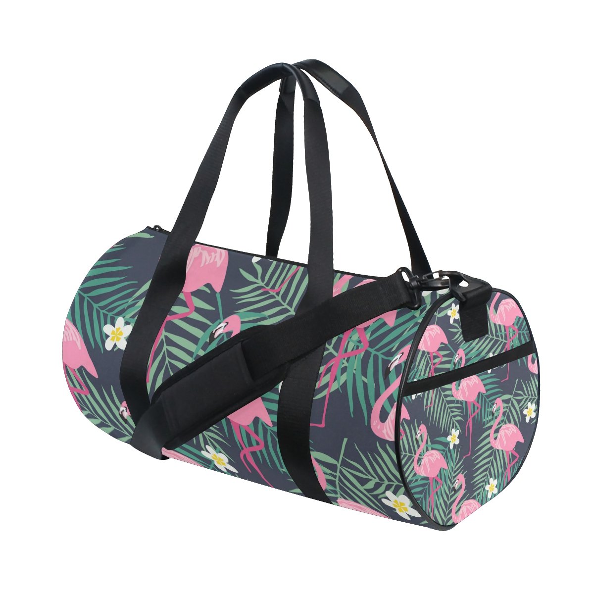 JSTEL Flamingo Tropical Bird & Leaf Gym Bag for Women & Men - Durable Sports Duffel Bag for Travel, Workout, Beach & Gym - Perfect for Fitness, Yoga & Weekend Getaways