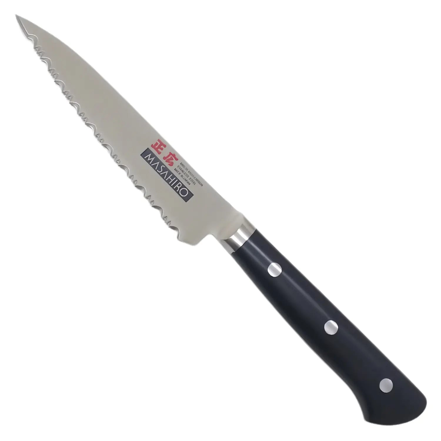 Masahiro Molybdenum Vanadium Stainless Steel Serrated Utility Knife - Professional Kitchen Knife for Slicing, Chopping & Food Prep - Perfect for Chefs, Home Cooking & Outdoor Camping