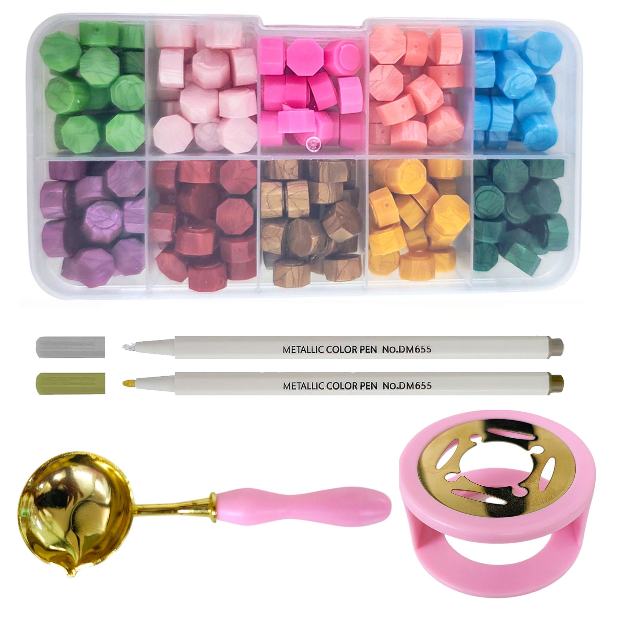 Premium 200-Piece Wax Seal Kit with 10 Color Beads, Wax Stove, Spoon & 2 Pens - DIY Wax Stamp Set for Wedding Invitations, Holiday Cards, Christmas Gifts, Scrapbooking & Elegant Stationery Crafting