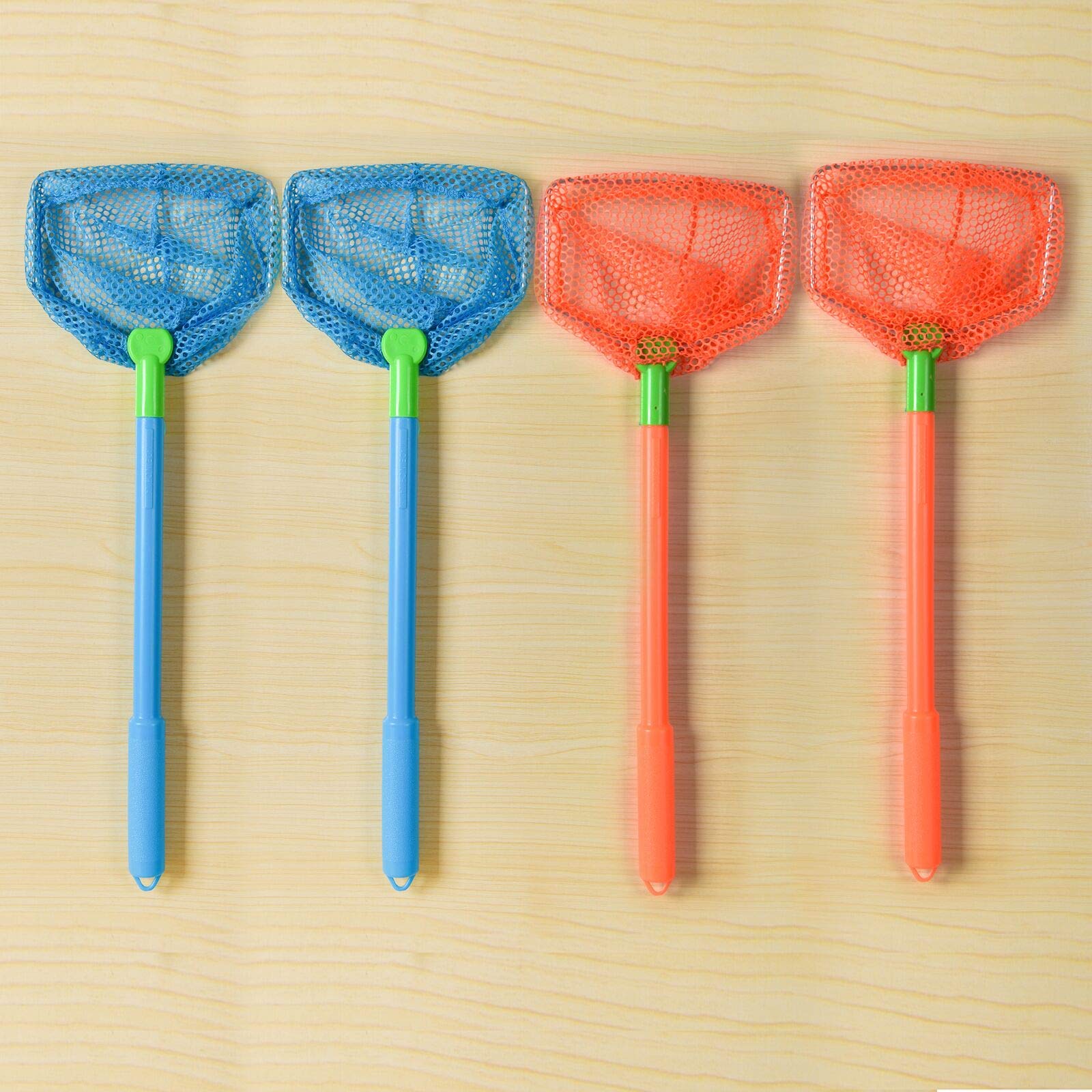 Coopay 4-Piece Kids Fishing Net Set - Butterfly & Bug Catching Nets, Outdoor Beach Toys for Children (Blue & Orange) - Perfect for Backyard Adventures, Beach Trips, and Nature Exploration