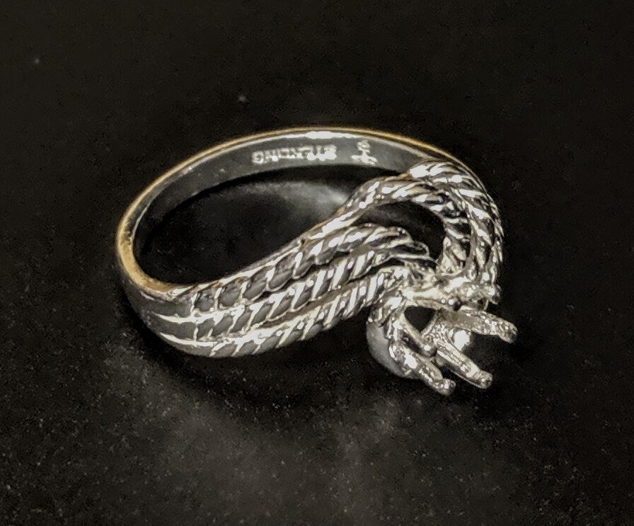Sterling Silver or 14K Gold 4-6mm Round Women's Rope Swirl Pre-Notched Blank Ring Size 6-8 (Setting 163/263 & 143/263) - Perfect for Jewelry Making, DIY Crafts, and Gift Giving