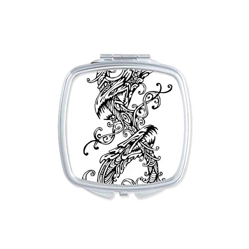 DIYthinker Chinese Dragon Abstract Mirror - Portable Compact Pocket Makeup Mirror with Double Sided Glass for Travel, Home Vanity & Gift Giving
