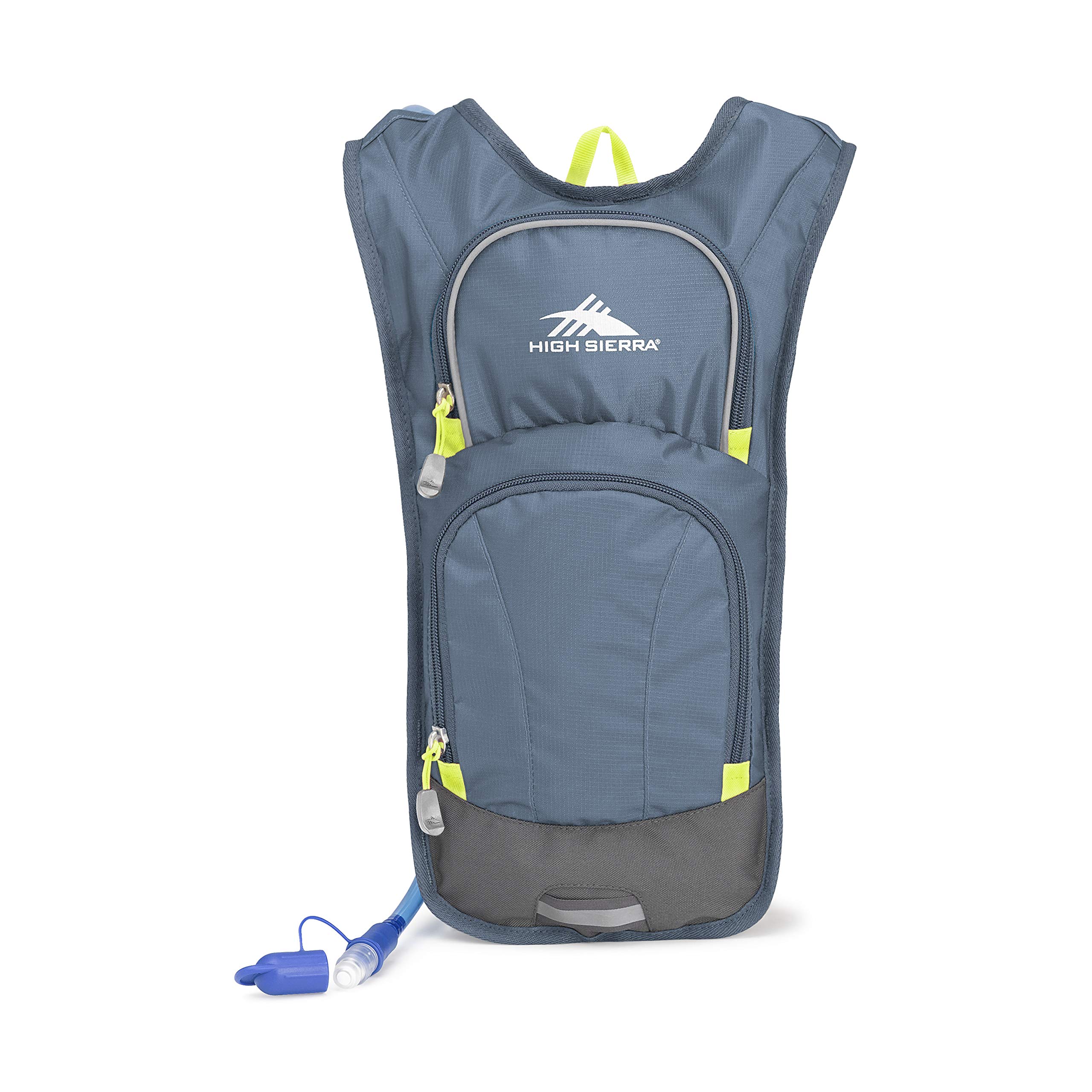 High Sierra HydraHike 4L Hydration Backpack - Lightweight Water Pack for Running, Cycling & Hiking - Breathable Design for Men, Women & Kids - Graphite Blue/Mercury/Glow - Perfect for Outdoor Adventures, Marathons & Trail Exploration