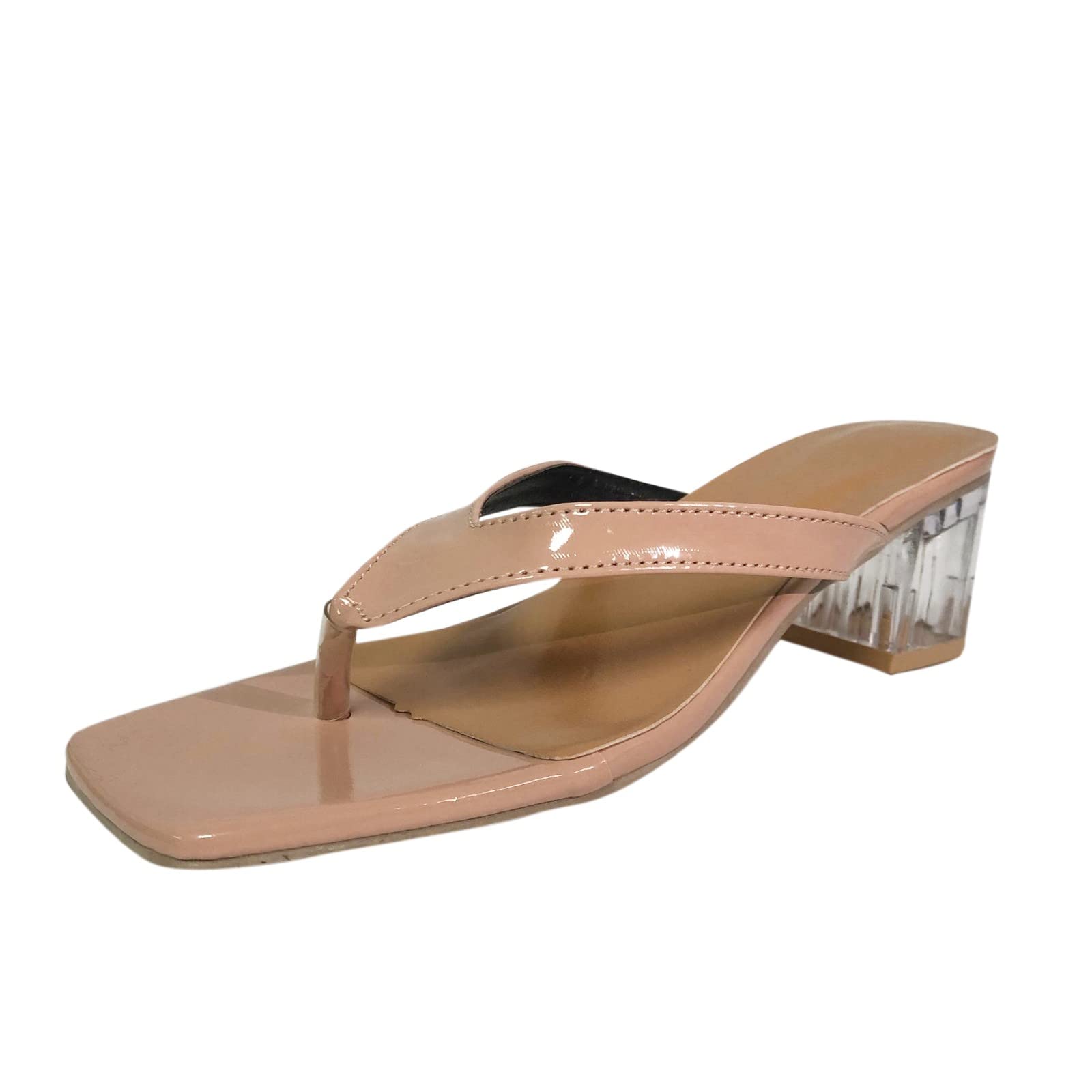 Trendy Summer Sandals for Women & Girls - Fashionable Thong Flip Flops with Medium Thick Heel | Solid Color Casual Elegant Shoes | Perfect for Beach, Vacation & Everyday Wear