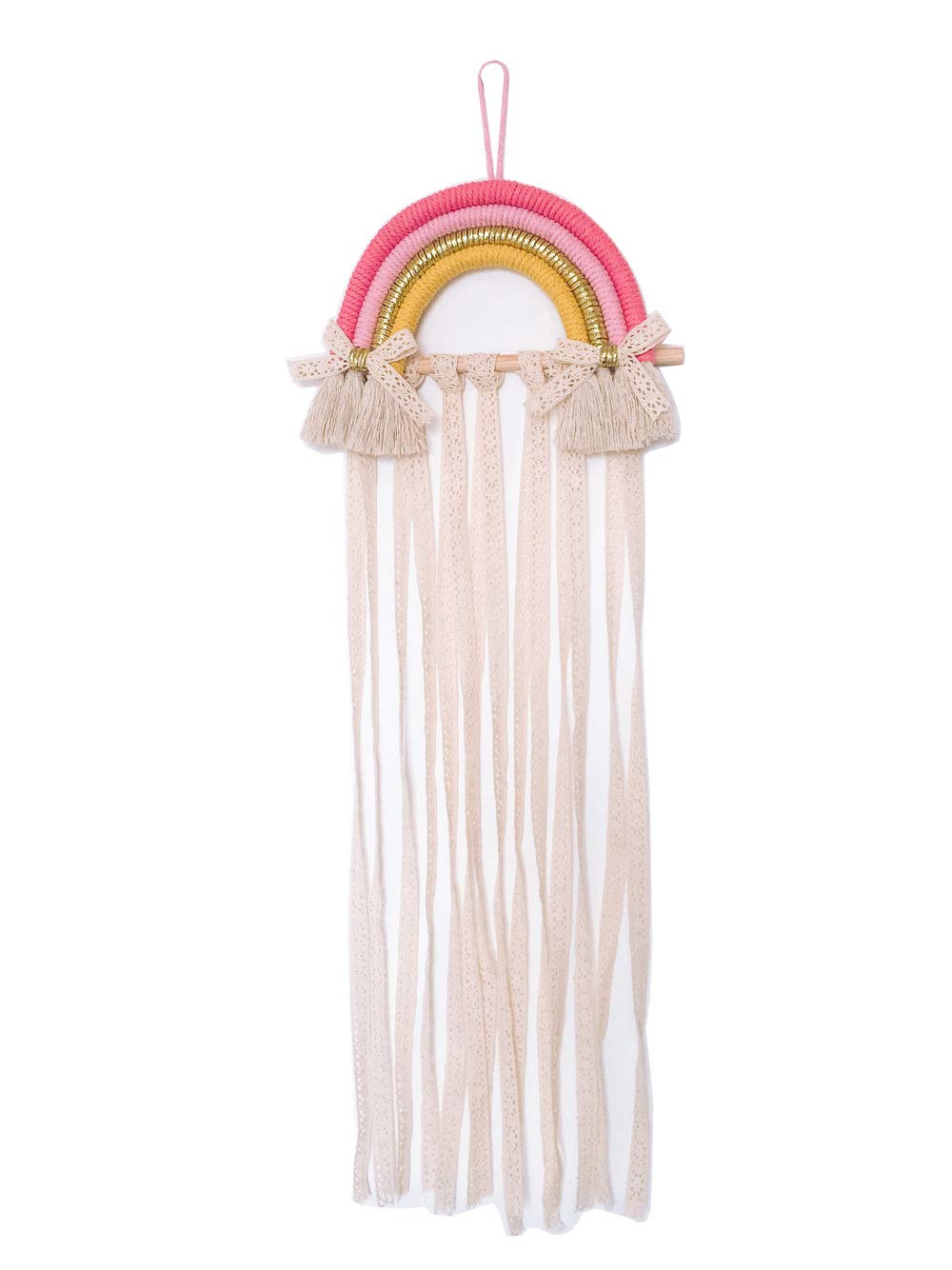 TONWHAR Hair Bow Holder - Hanging Hair Clips & Headband Organizer for Baby Girls Room - Boho Wall Decor Storage Solution for Hair Accessories - Perfect for Nursery, Bedroom, and Bathroom Organization (Multi-Color)