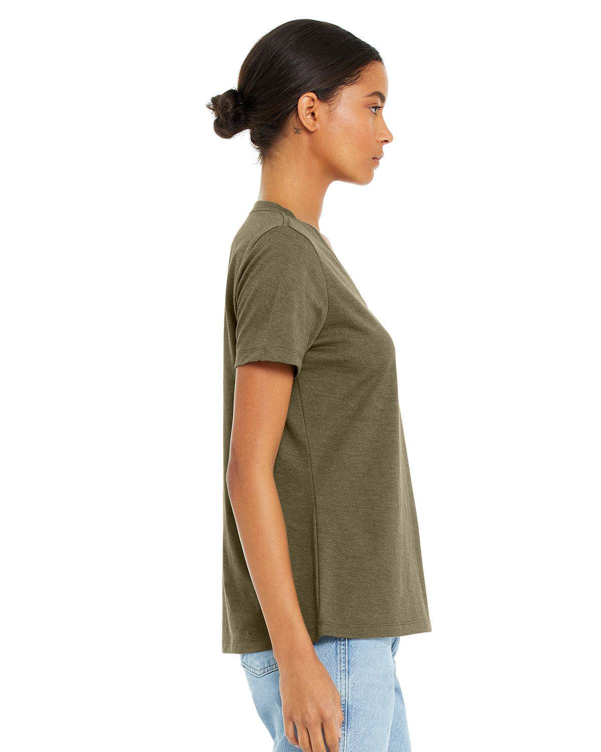 Bella + Canvas 6405CVC Women's Soft Relaxed Fit Heather CVC Jersey V-Neck T-Shirt - Comfortable Casual Wear for Everyday, Gym & Lounge