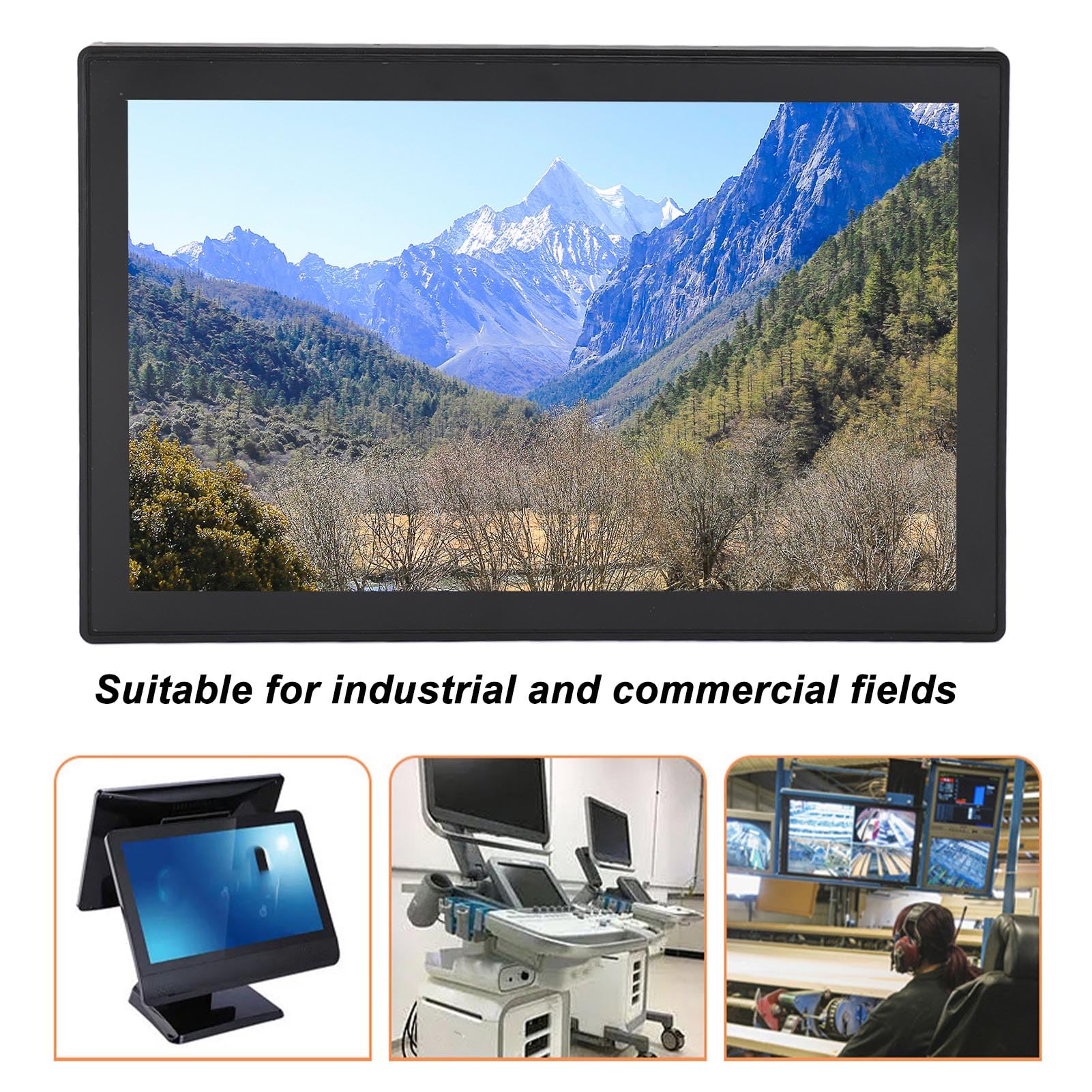 15.6 Inch Vikye Waterproof IP65 Capacitive Touchscreen LCD Monitor - Portable Outdoor Display for Laptop PC (EU Compliant) - Perfect for Industrial Kiosks, Digital Signage & Marine Applications