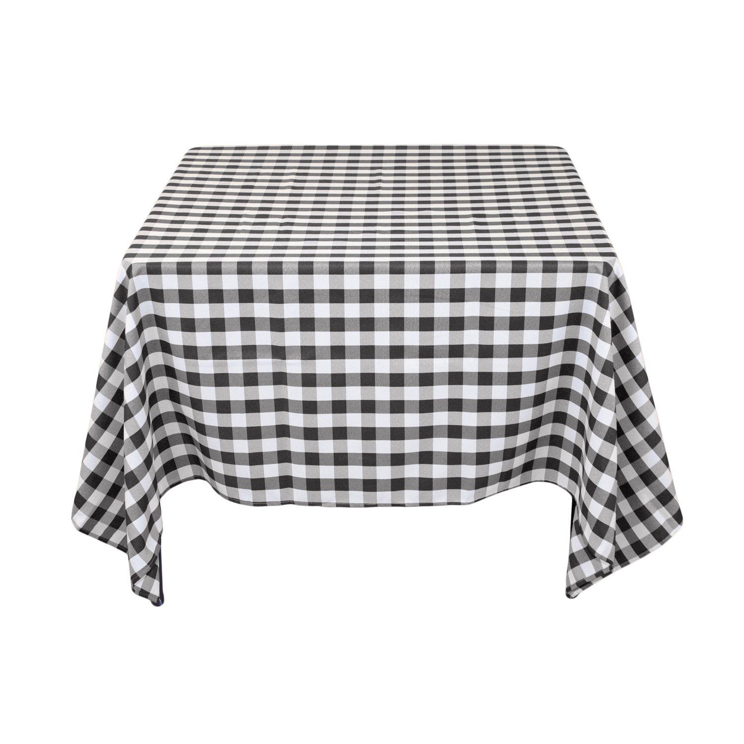 LTC LINENS 70x70 Inch Black and White Checkered Square Tablecloth - Stain Resistant Washable Gingham Table Cover for Card Tables, Picnics, Parties, and Outdoor Dining - Perfect for Home, Restaurant, and Event Decor