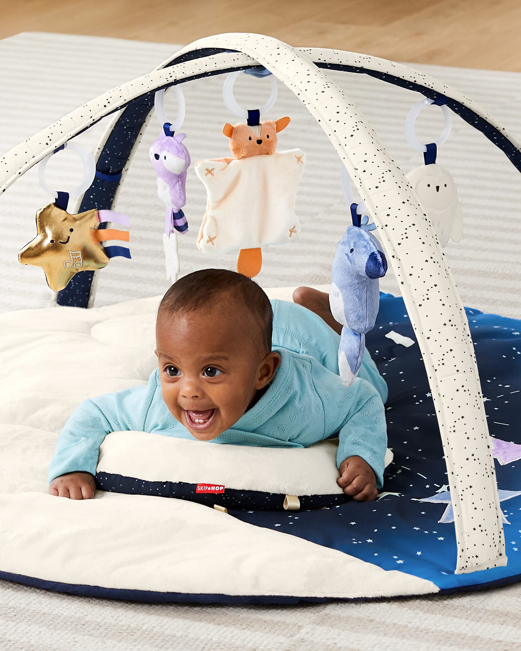 Skip Hop Baby Play Gym - Celestial Dreams Grey Developmental Activity Center & Farmstand Avocado Stroller Toy | Newborn Tummy Time Mat, Infant Sensory Play, Montessori Learning Toy for 0-12 Months