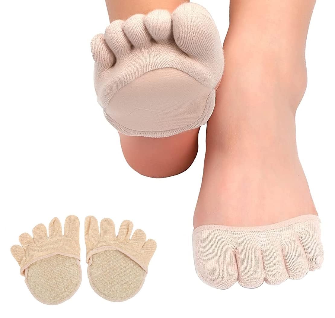 MEENIRA Women's Five Finger Toe Socks for High Heels - Half Forefoot No Show Socks with Arch Support for Foot Pain Relief - Breathable Low Cut Summer Socks for Workouts, Yoga & Daily Wear