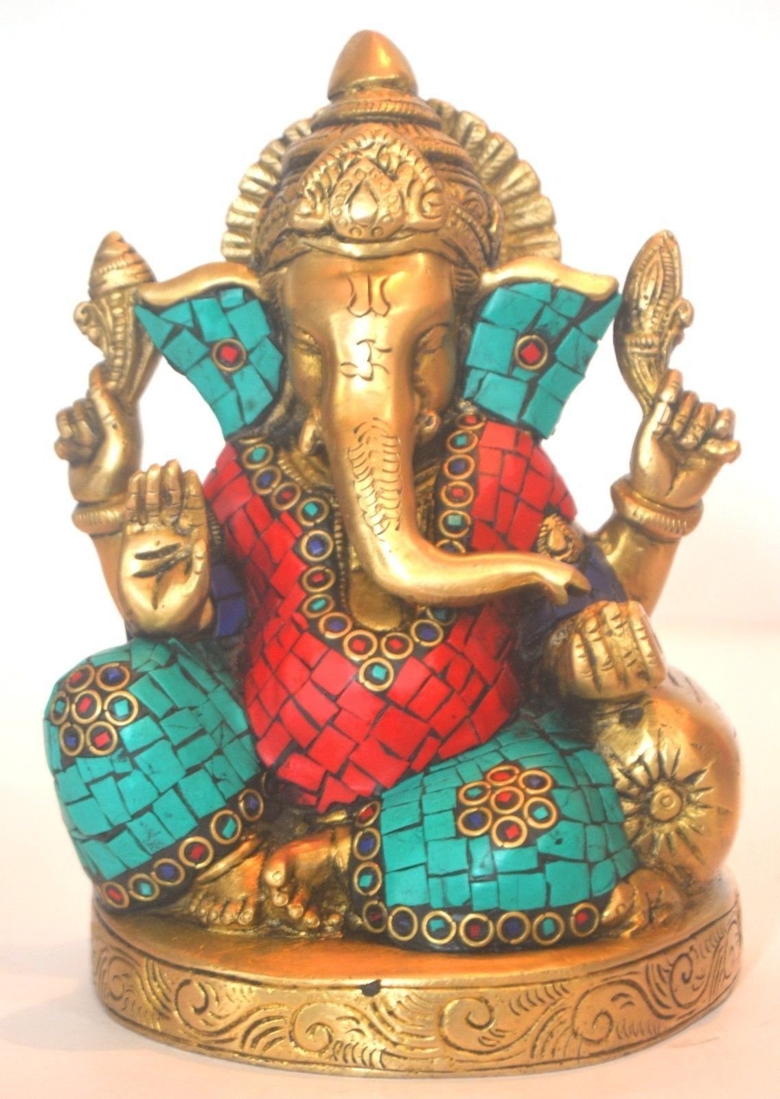 Handmade Brass Ganesha Statue - Hindu God Ganesh Idol for Home Decor, Diwali Puja & Spiritual Gifts | Perfect for Altar Display, Office Desk & Festival Decorations