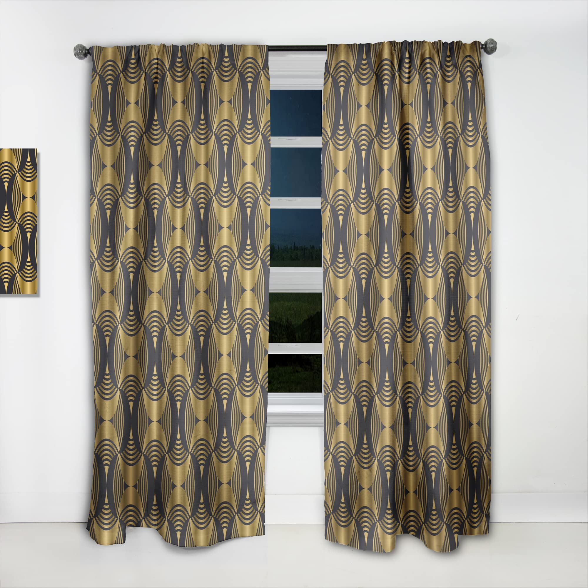 DesignQ Art Deco Style Modern Pattern Thermal Insulated Curtains - Single Panel 52x84 - Elegant Window Treatments for Bedroom & Living Room | Perfect for Home Decor, Light Control & Energy Efficiency