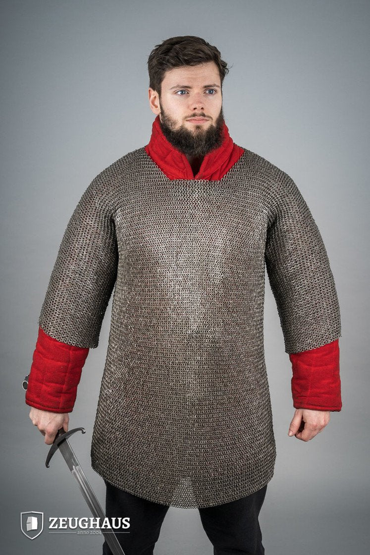 Chainmail Haubergeon Flat Ring Riveted 6mm Steel Oiled - Medieval Armor for LARP, Cosplay & Renaissance Fairs