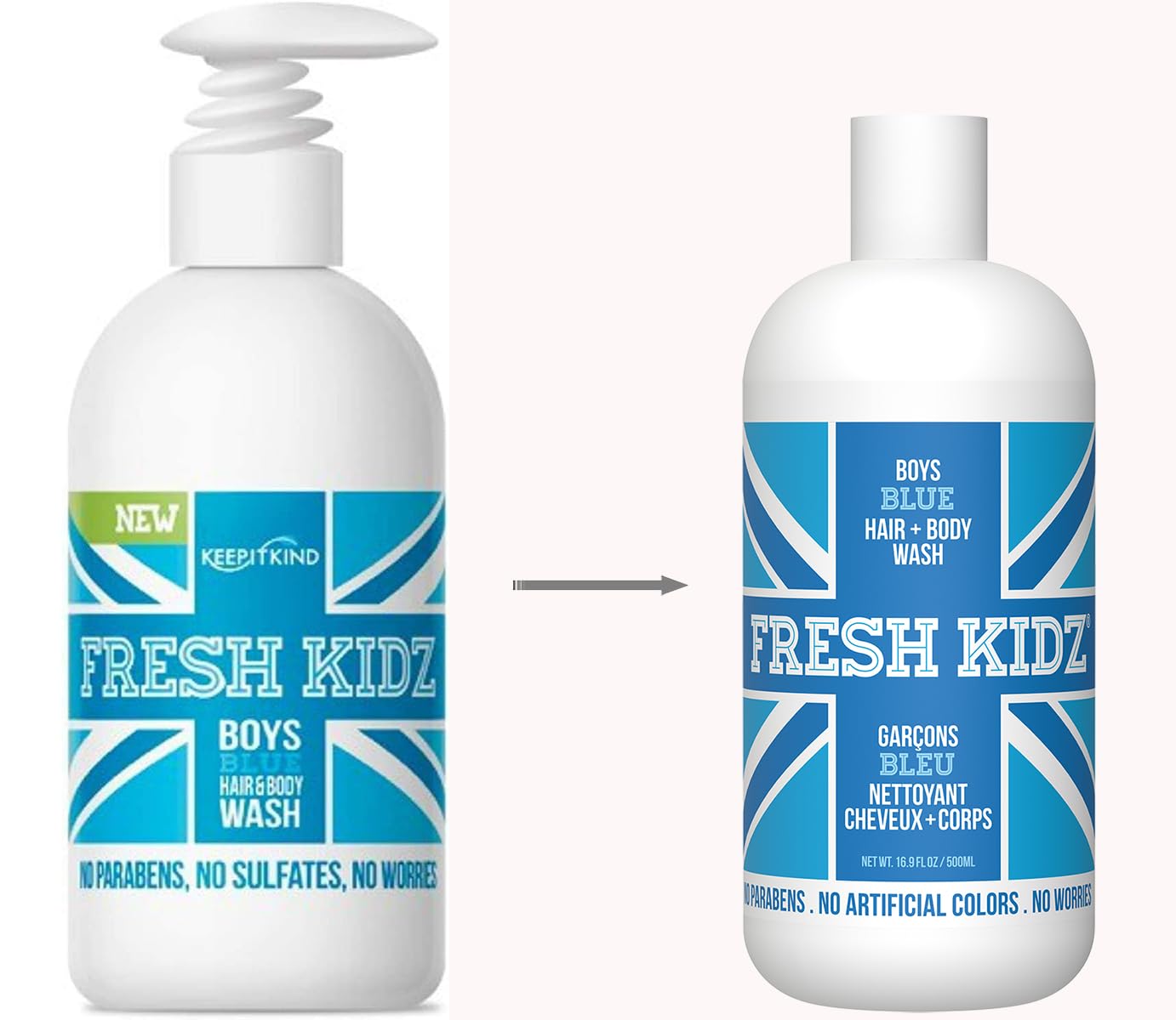 Fresh Kidz Hair & Body Wash for Kids & Teens - Gentle Sulfate-Free Cleanser for Sensitive Skin - Boys Blue Scent, 16.9 Fl Oz - Perfect for Daily Bath & Shower Routine