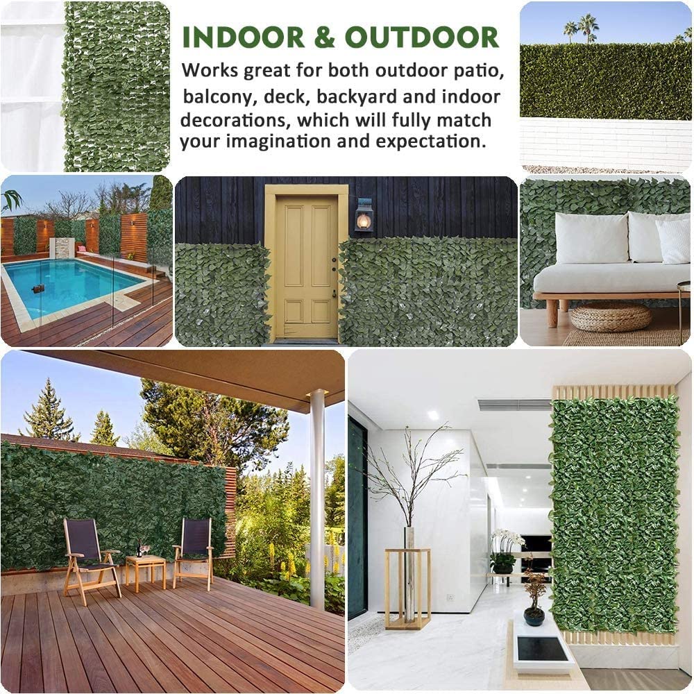 Artificial Ivy Privacy Fence Screen - 50x100cm UV Resistant Fake Hedges for Outdoor Decor - Perfect for Balcony, Patio, Porch & Deck Wall Covering | Enhance Privacy & Aesthetic Appeal