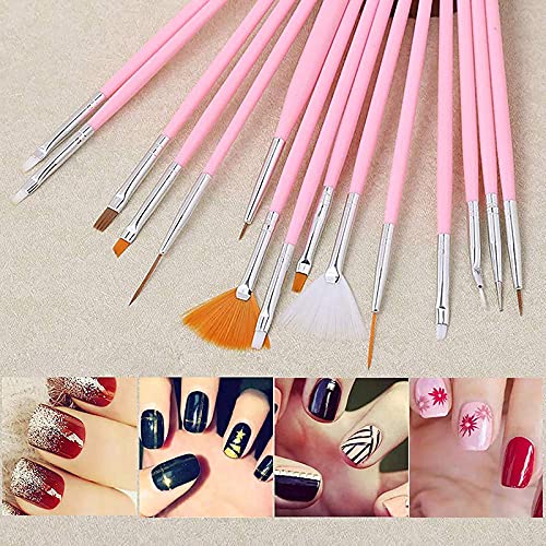 Belicia 20-Piece Nail Art Pen Set - 5 Dual-End Dotting Tools + 15 Professional Nail Painting Brushes for UV Gel, DIY Nail Art Design, Manicure & Polish Application - Perfect for Salon Professionals & Home Nail Enthusiasts