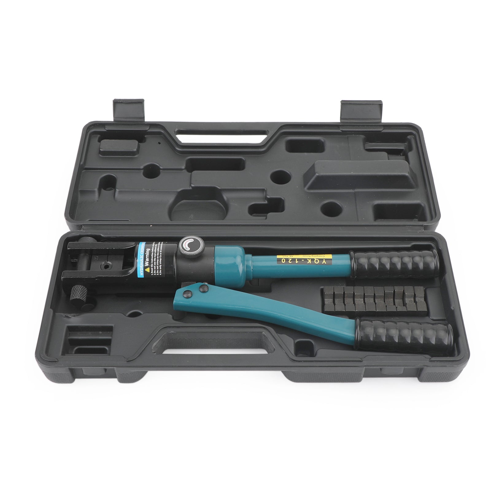 10T Hydraulic Wire Crimper with 8 Black Dies - Professional Battery Cable Lug Terminal Crimping Tool for Automotive, Marine, and Electrical Applications